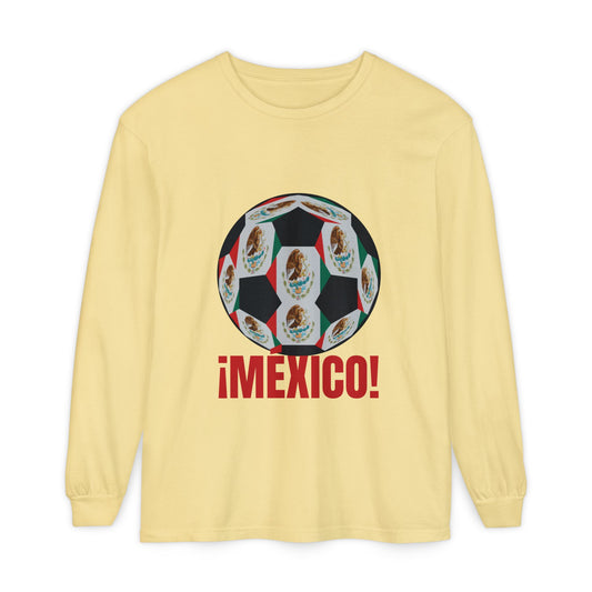 !Mexico! Fan Specialty Soccer Ball Design Long Sleeve Tee