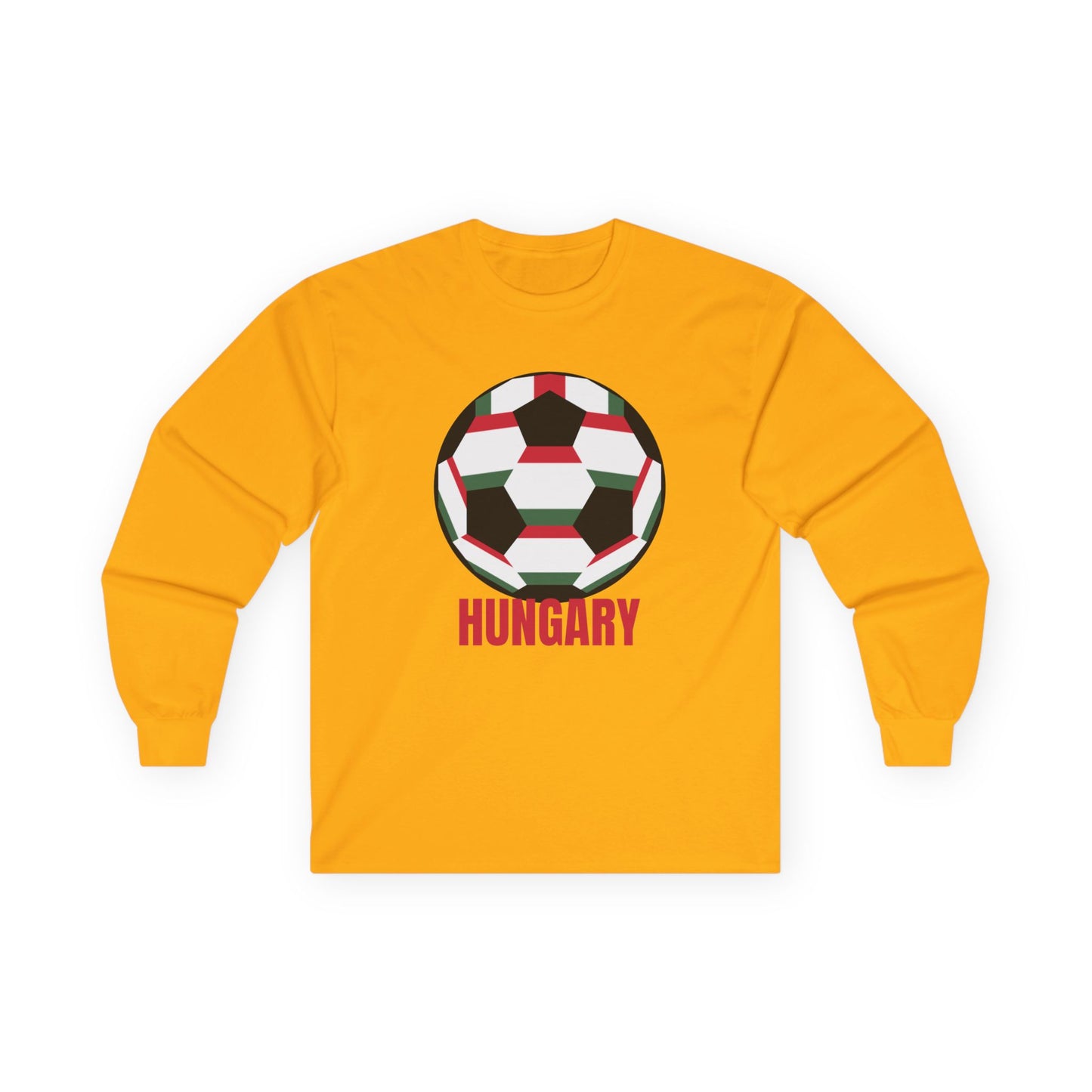Fan Specialty Soccer Ball Design Long Sleeve T  Red Text