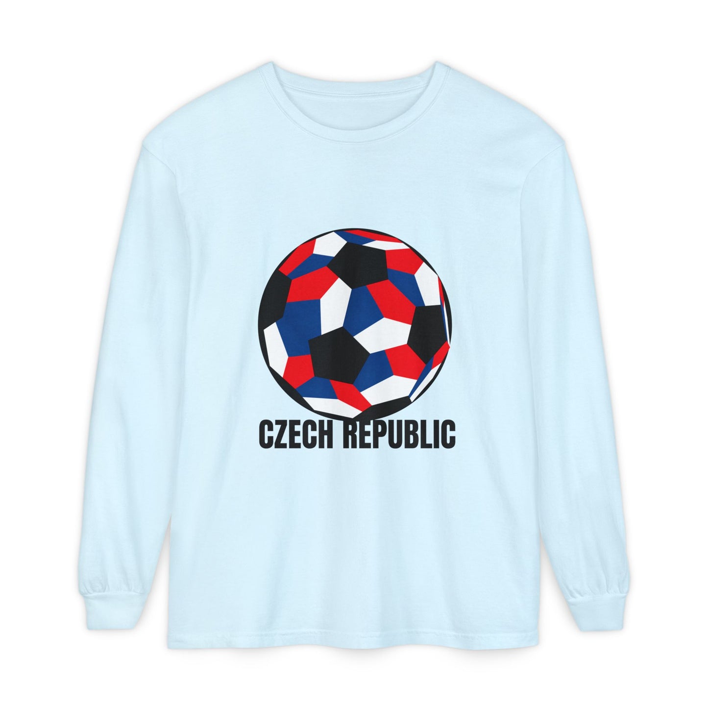 Czech Republic Fan Specialty Soccer Ball Design Long Sleeve Tee