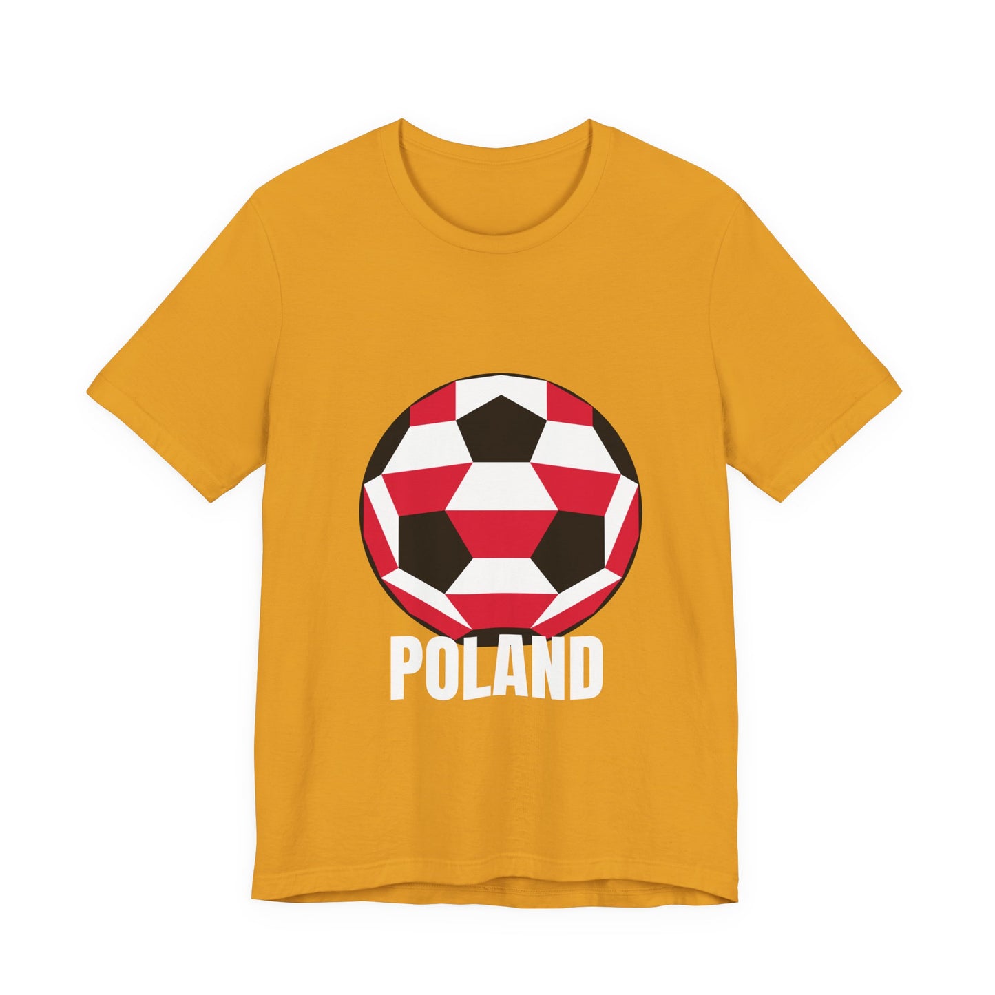 Poland Fan Specialty Soccer Ball Design T Shirt White Text