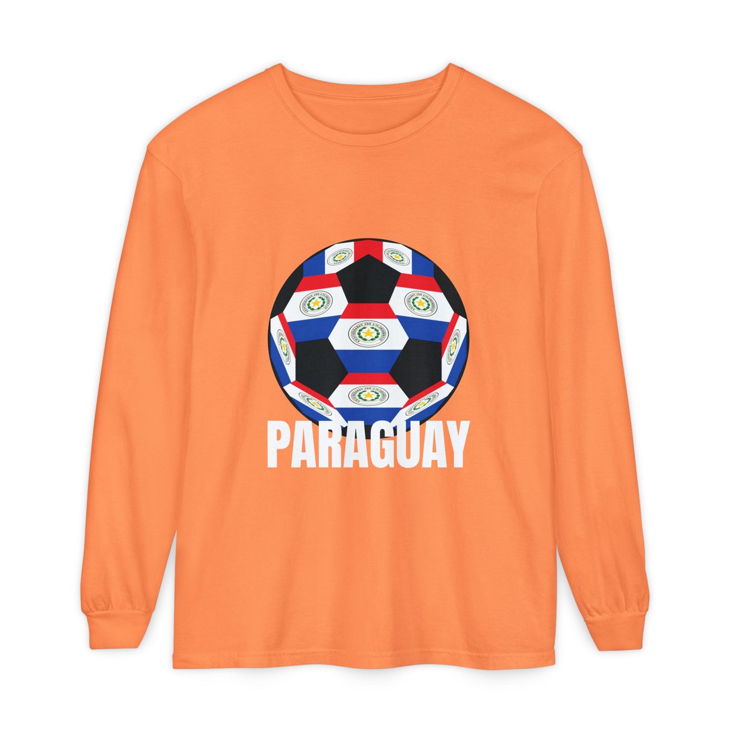 Paraguay Fan Specialty Soccer Ball Design Long Sleeve Tee