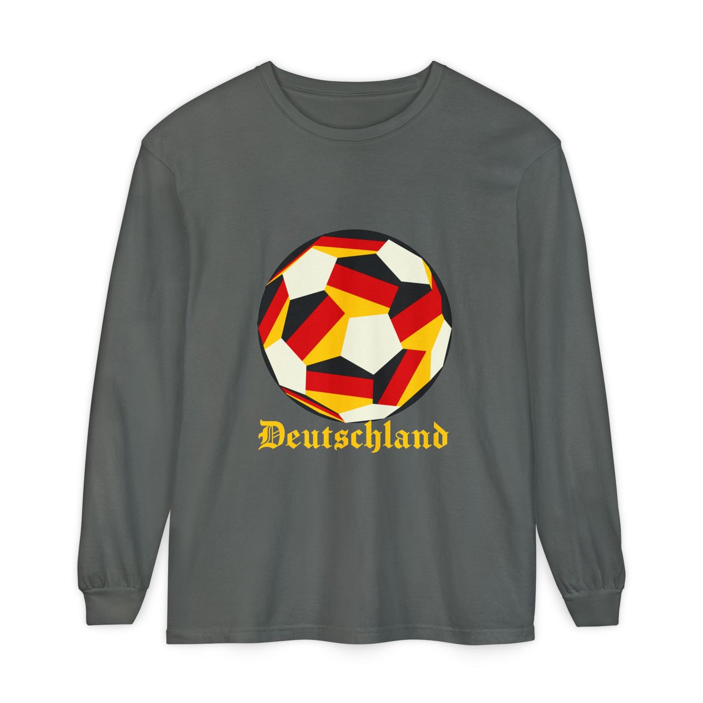 Deutschland Fan Specialty Soccer Ball Design Long Sleeve Tee