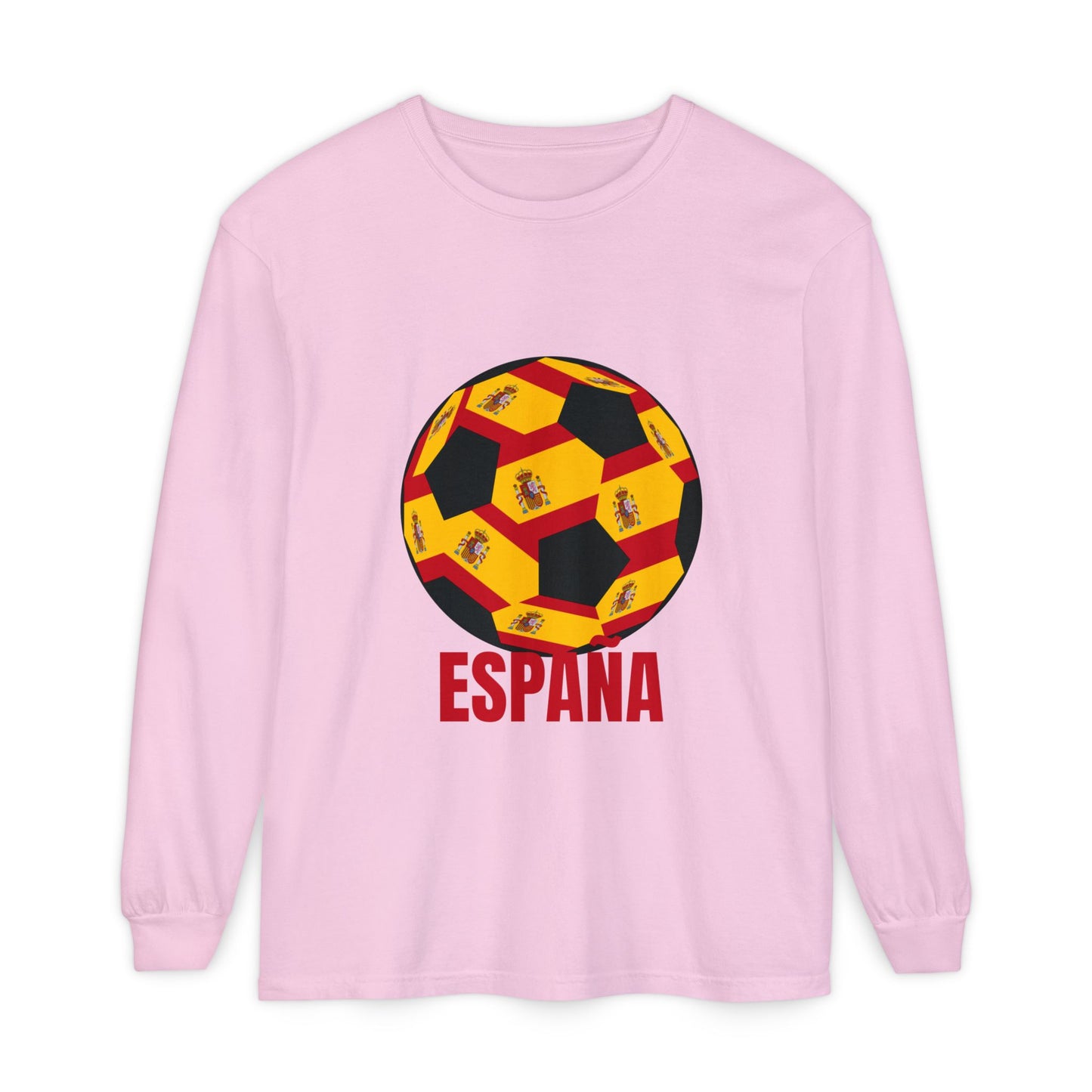 España Soccer Ball Design Long Sleeve Shirt Red Text