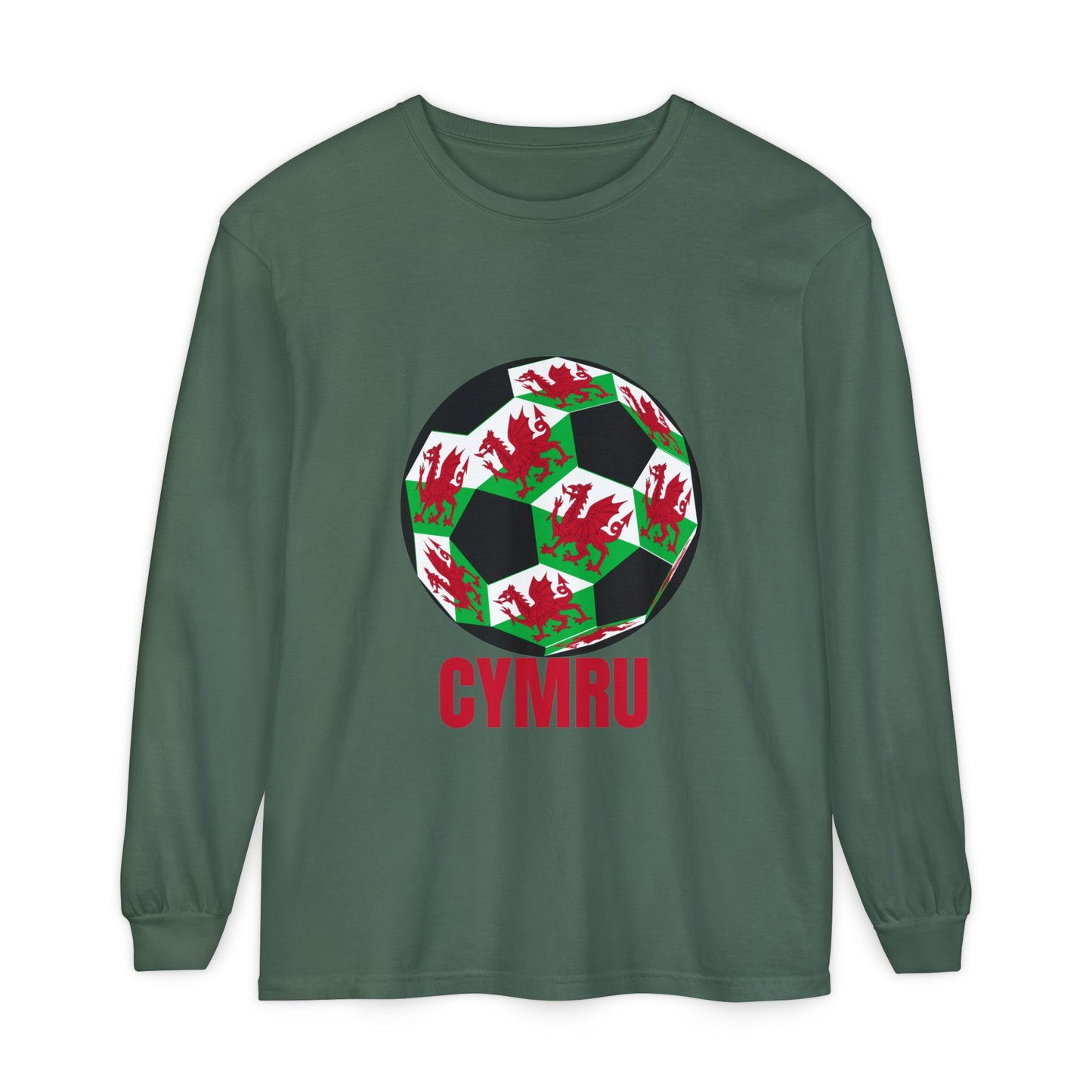 Cymru Fan Specialty Soccer Ball Design Long Sleeve Tee