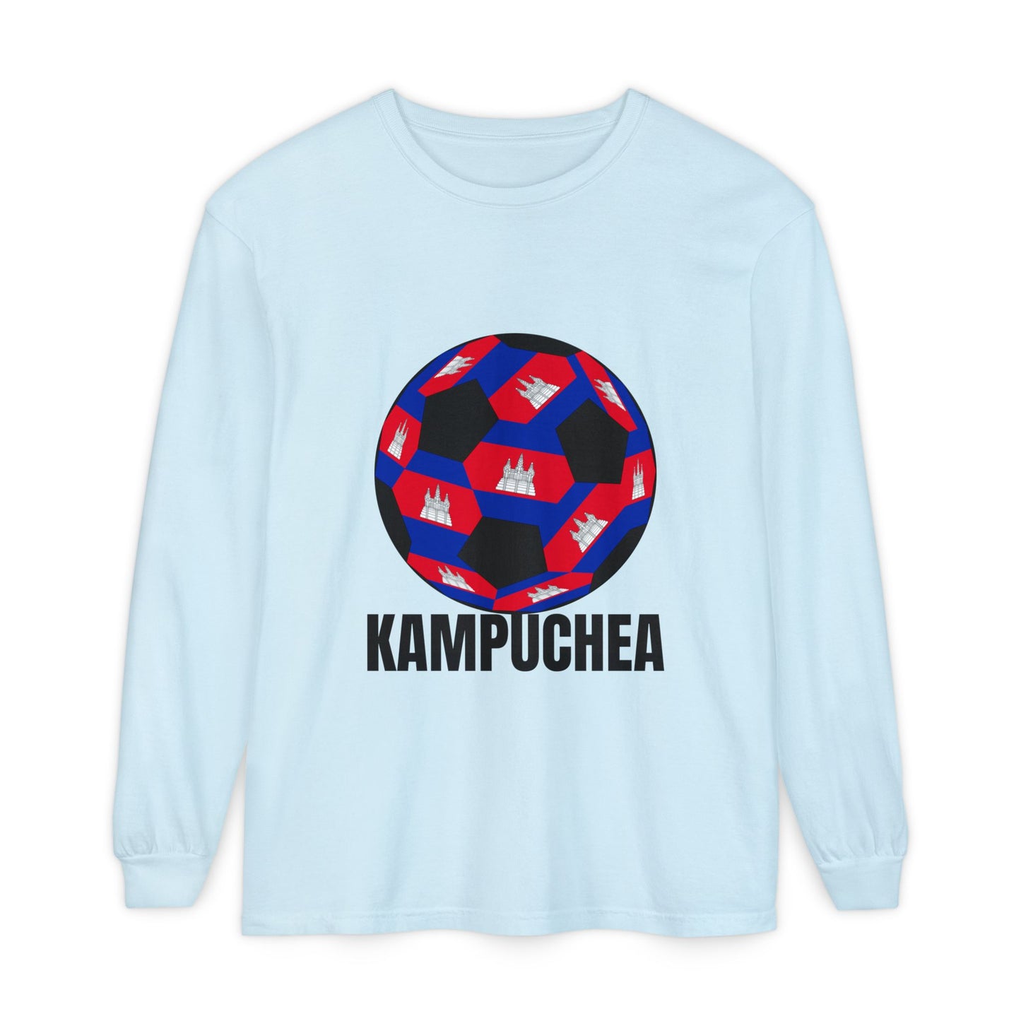 Kampuchea Fan Specialty Soccer Ball Design Long Sleeve Tee