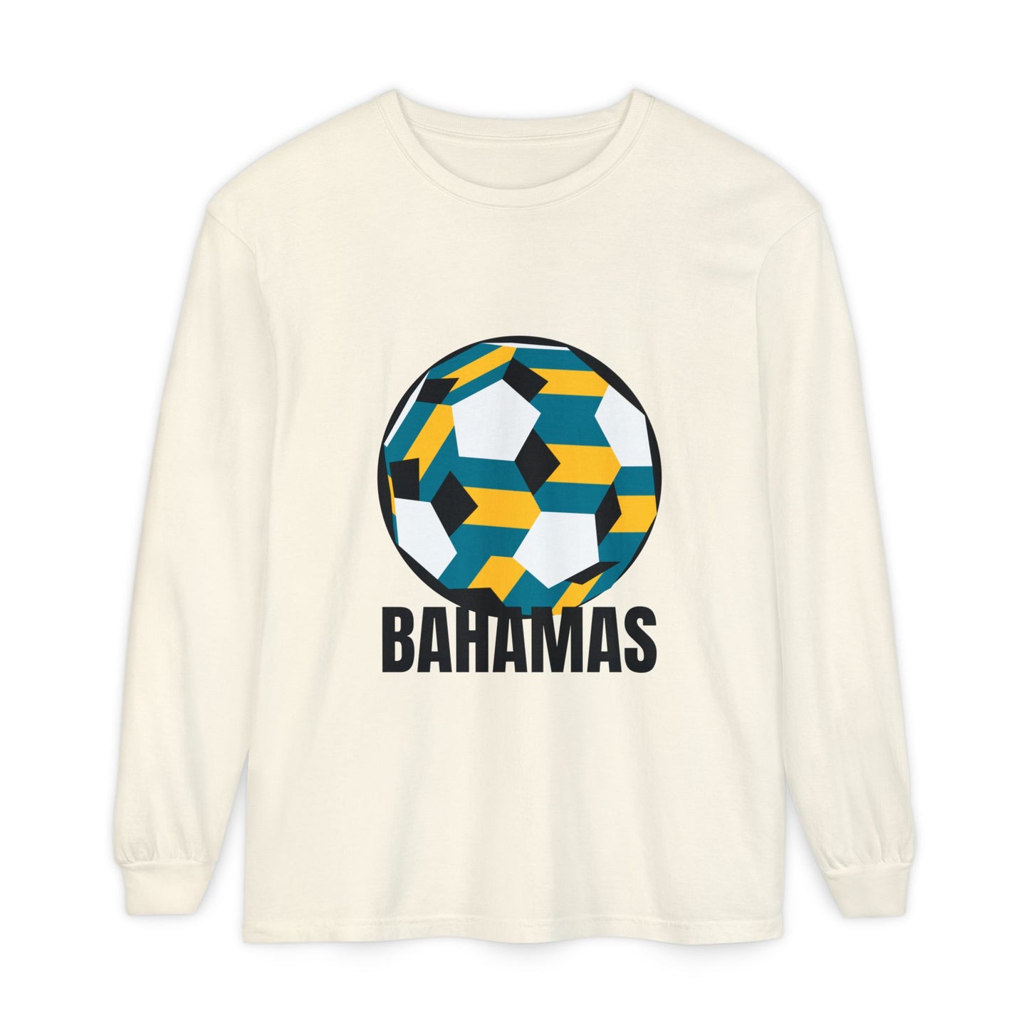 Bahamas Fan Specialty Soccer Ball Design Long Sleeve Shirt