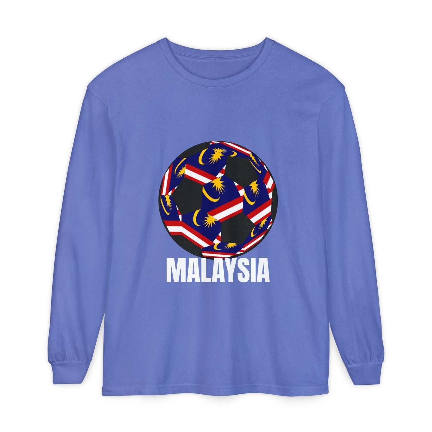 Malaysia Fan Specialty Soccer Ball Design Long Sleeve Tee
