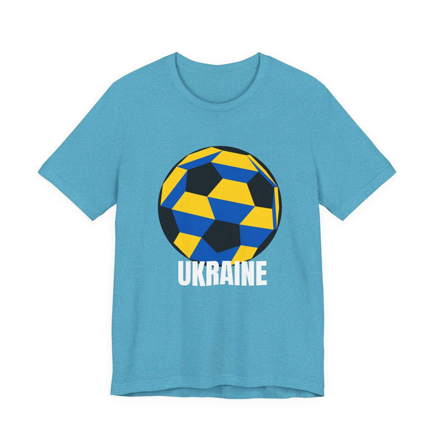 Ukraine Fan Specialty Soccer Ball Design T Shirt White Text