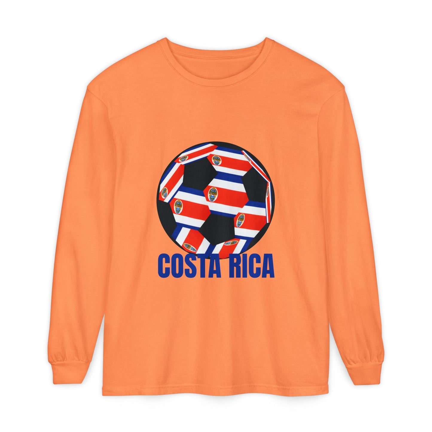 Costa Rica Fan Specialty Soccer Ball Design Long Sleeve T-Shirt