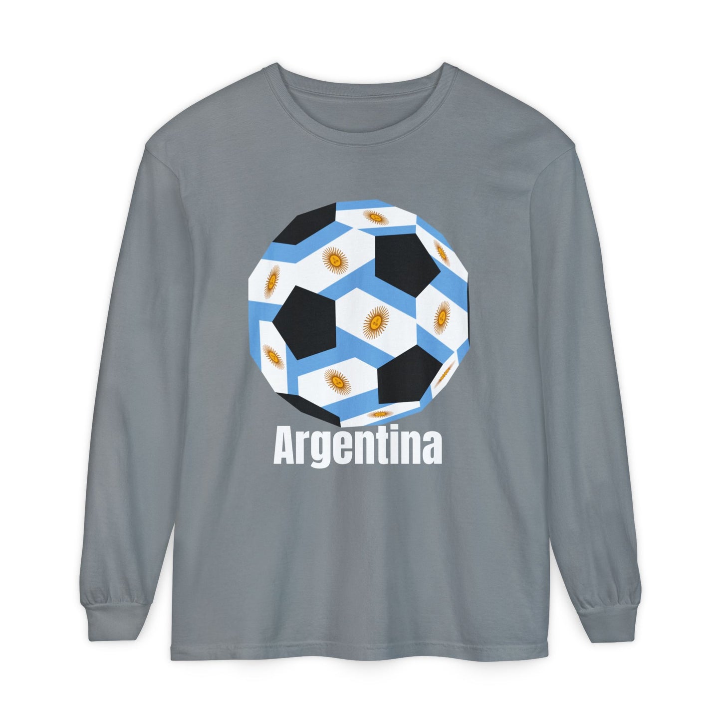 Argentina Fan Specialty Soccer Ball Design Long Sleeve Shirt