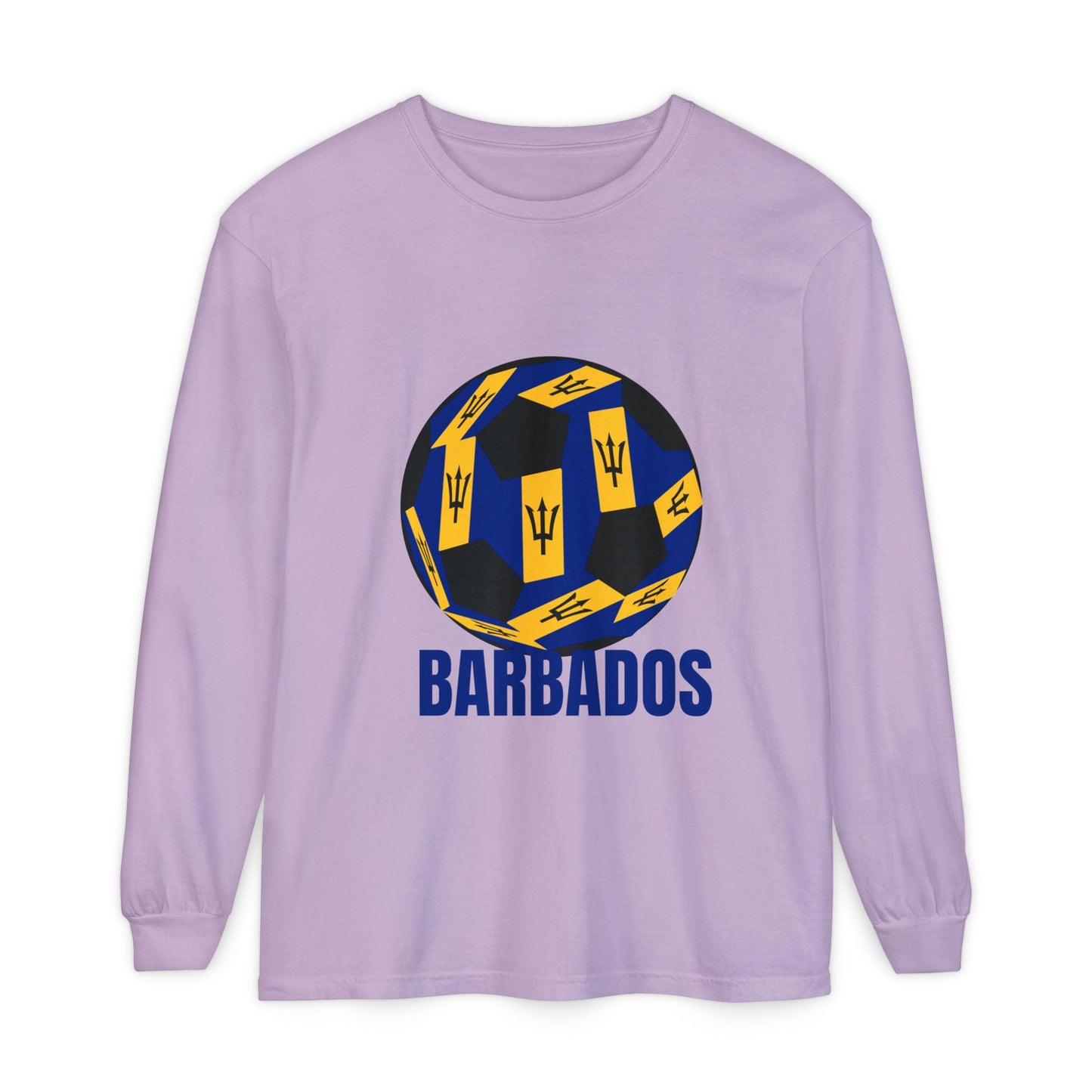 Barbados Fan Specialty Soccer Ball Design Long Sleeve Tee