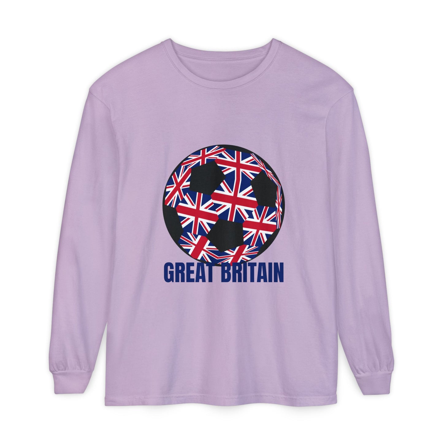 Great Britain Fan Specialty Soccer Ball Design Long Sleeve Tee