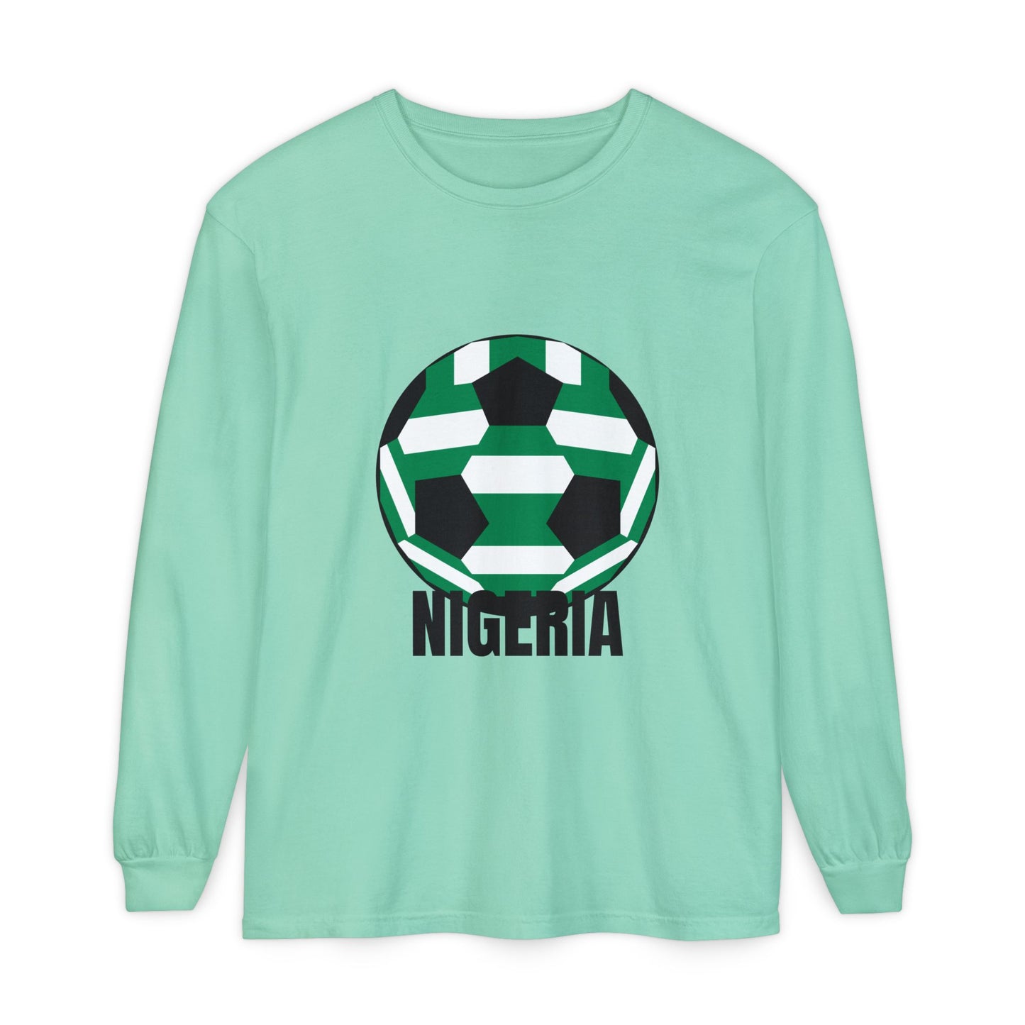 Nigeria Fan Specialty Soccer Ball Design Long Sleeve Shirt