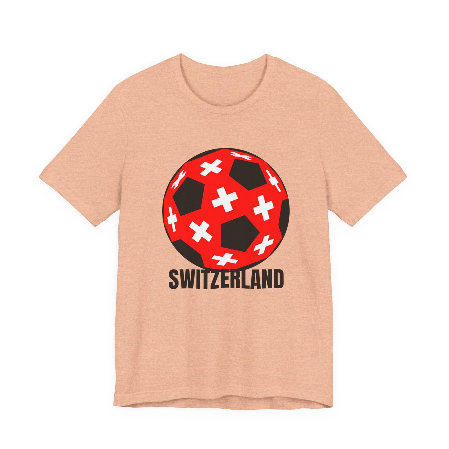 Switzerland Fan Specialty Soccer Ball Design T Shirt Black Text