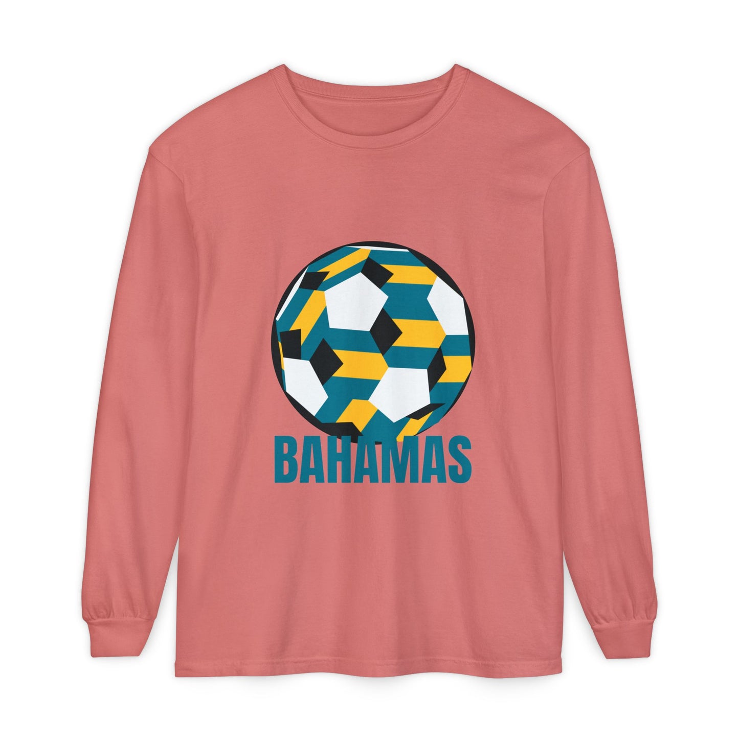 Bahamas Fan Specialty Soccer Ball Design Long Sleeve Tee
