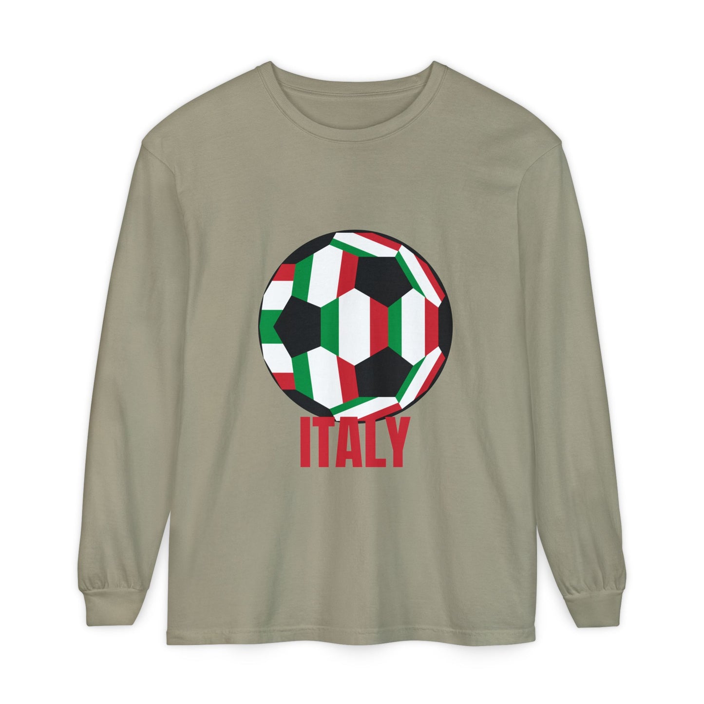 Italy Fan Specialty Soccer Ball Design Long Sleeve T-Shirt