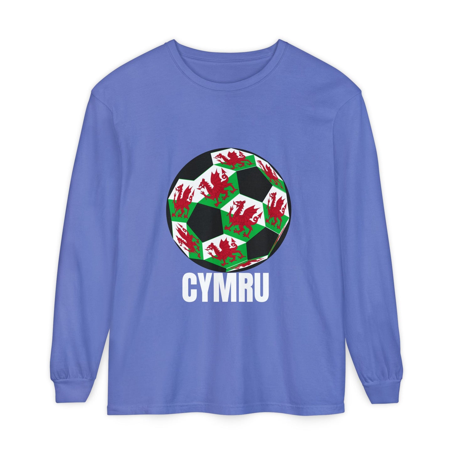 Cymru Fan Specialty Soccer Ball Design Long Sleeve T-Shirt