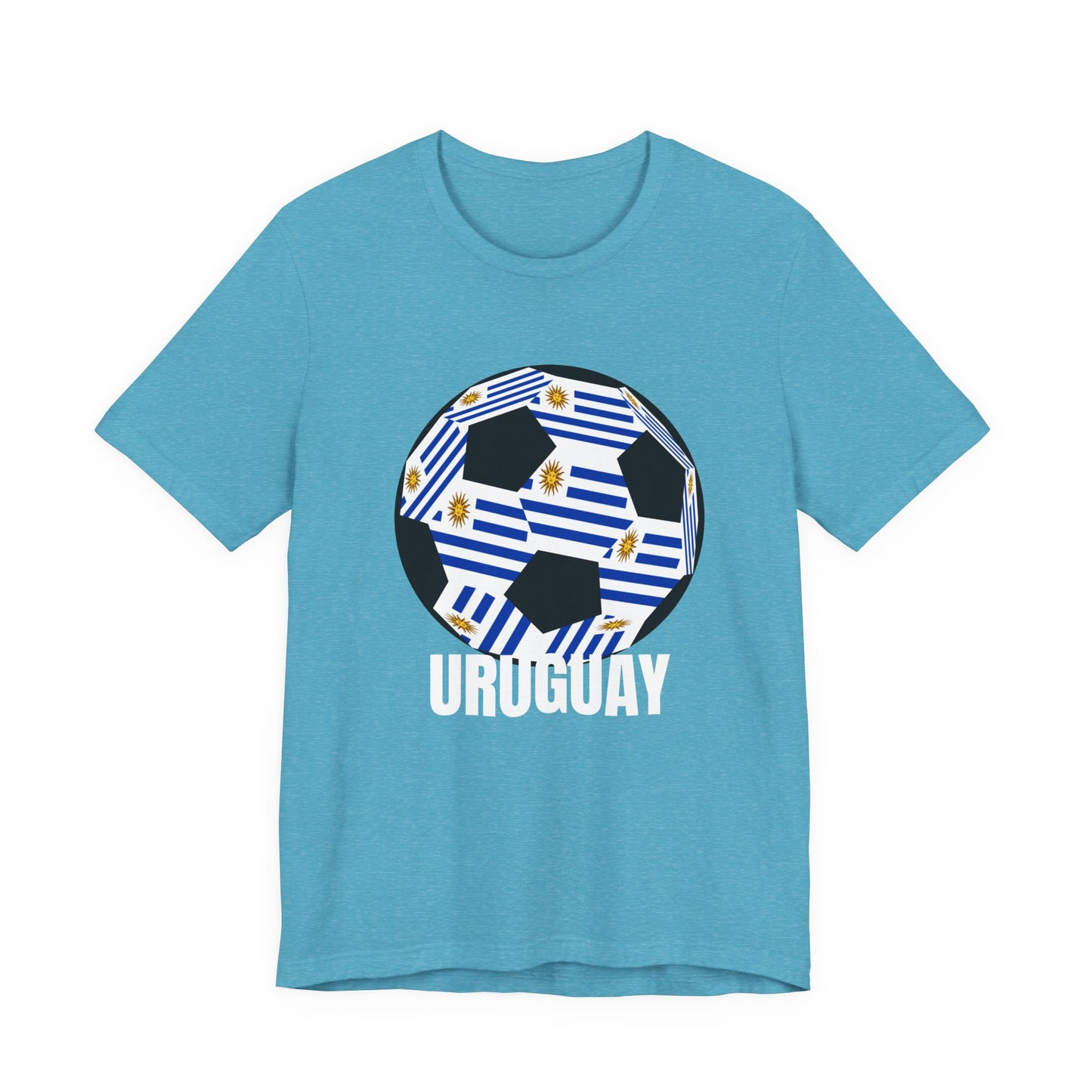 Uruguay Fan Specialty Soccer Ball Design T Shirt White Text