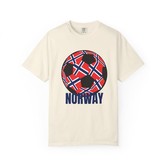 Norway Fan Specialty Soccer Ball Design T Shirt Blue Print