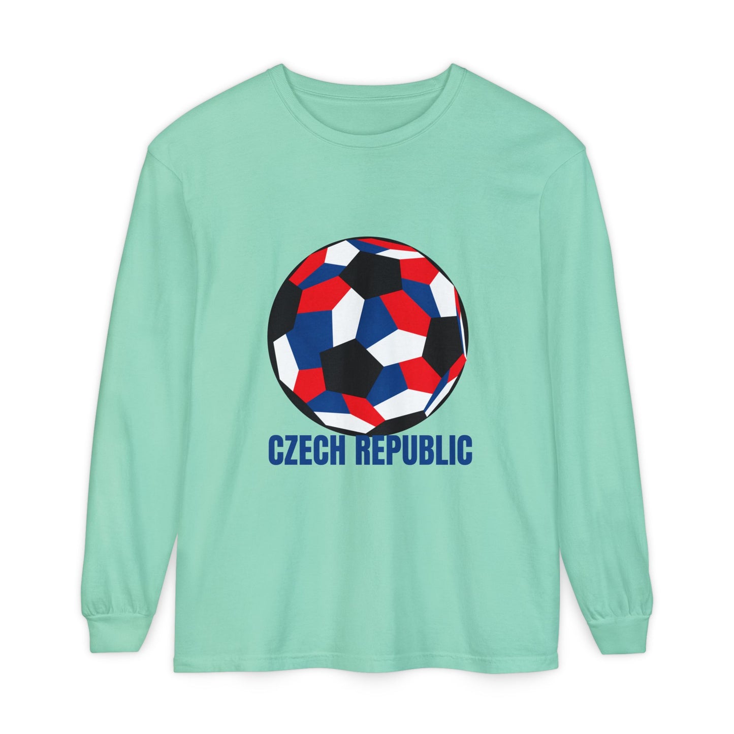 Czech Republic Fan Specialty Soccer Ball Design Long Sleeve T-Shirt