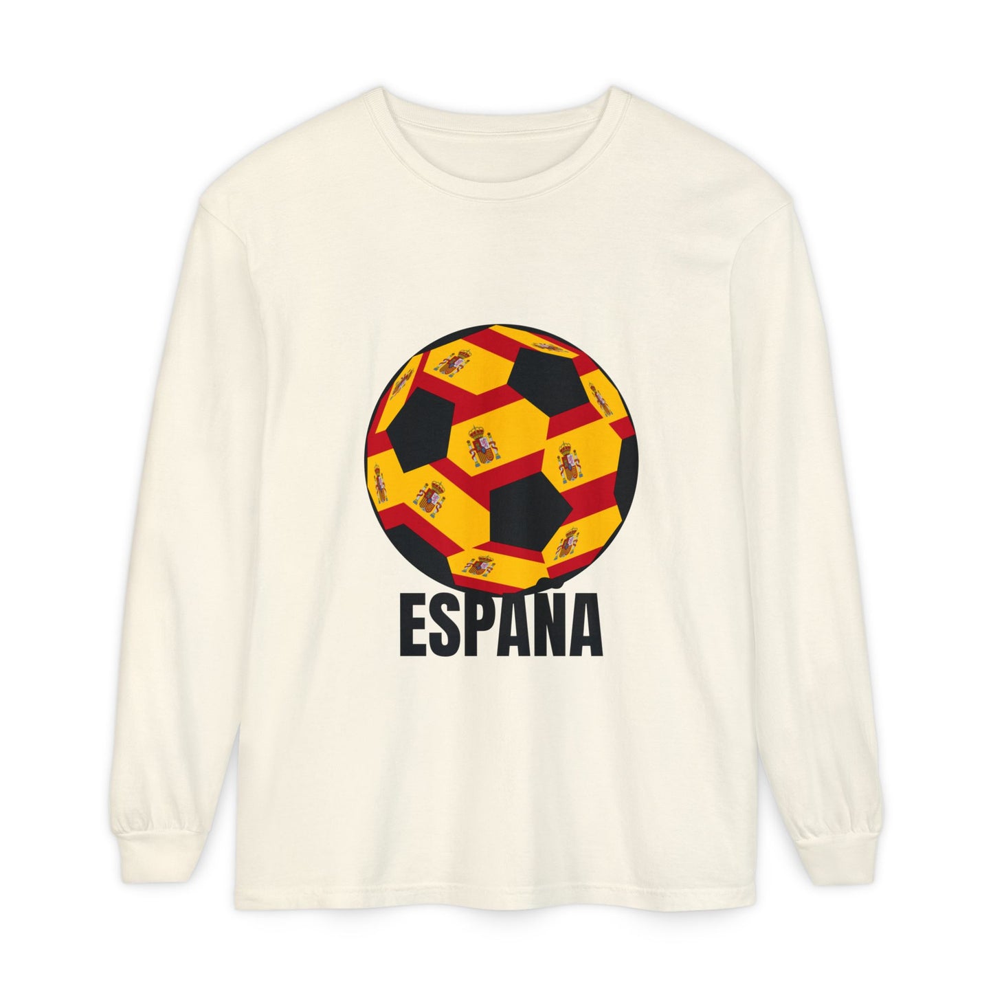 España Soccer Ball Design Long Sleeve Tee Black Text