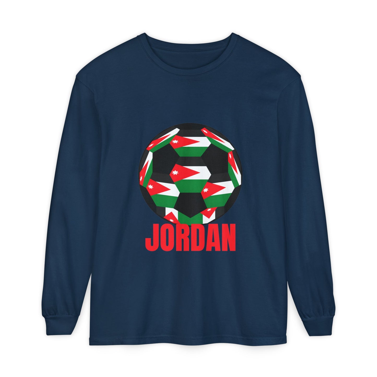 Jordan Fan Specialty Soccer Ball Design T Shirt Long Sleeve Tee