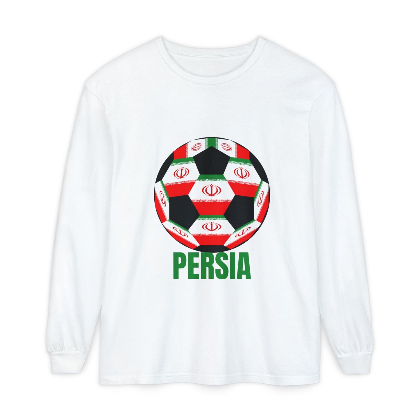 Persia Fan Specialty Soccer Ball Design Long Sleeve Tee