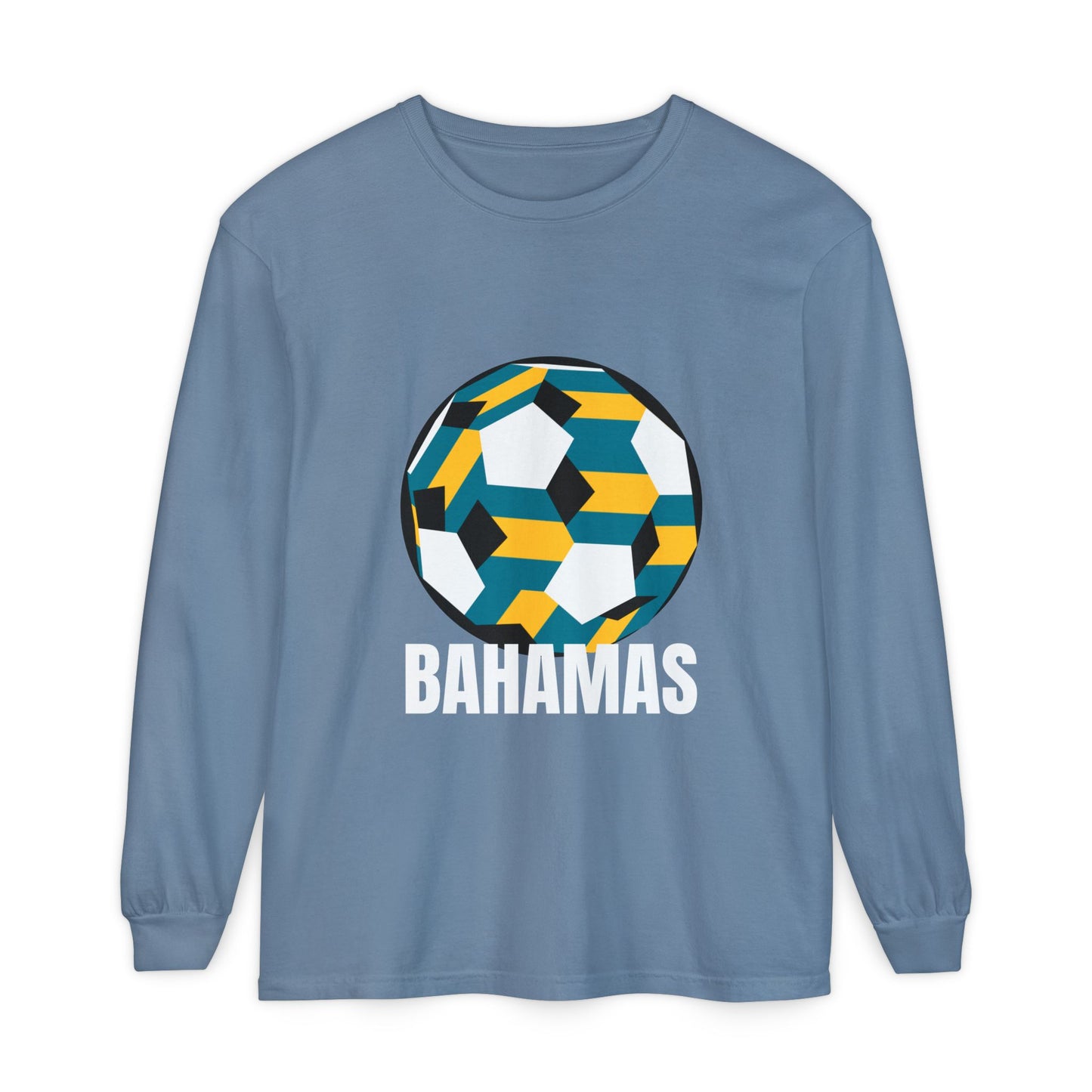 Bahamas Fan Specialty Soccer Ball Design Long Sleeve Tee