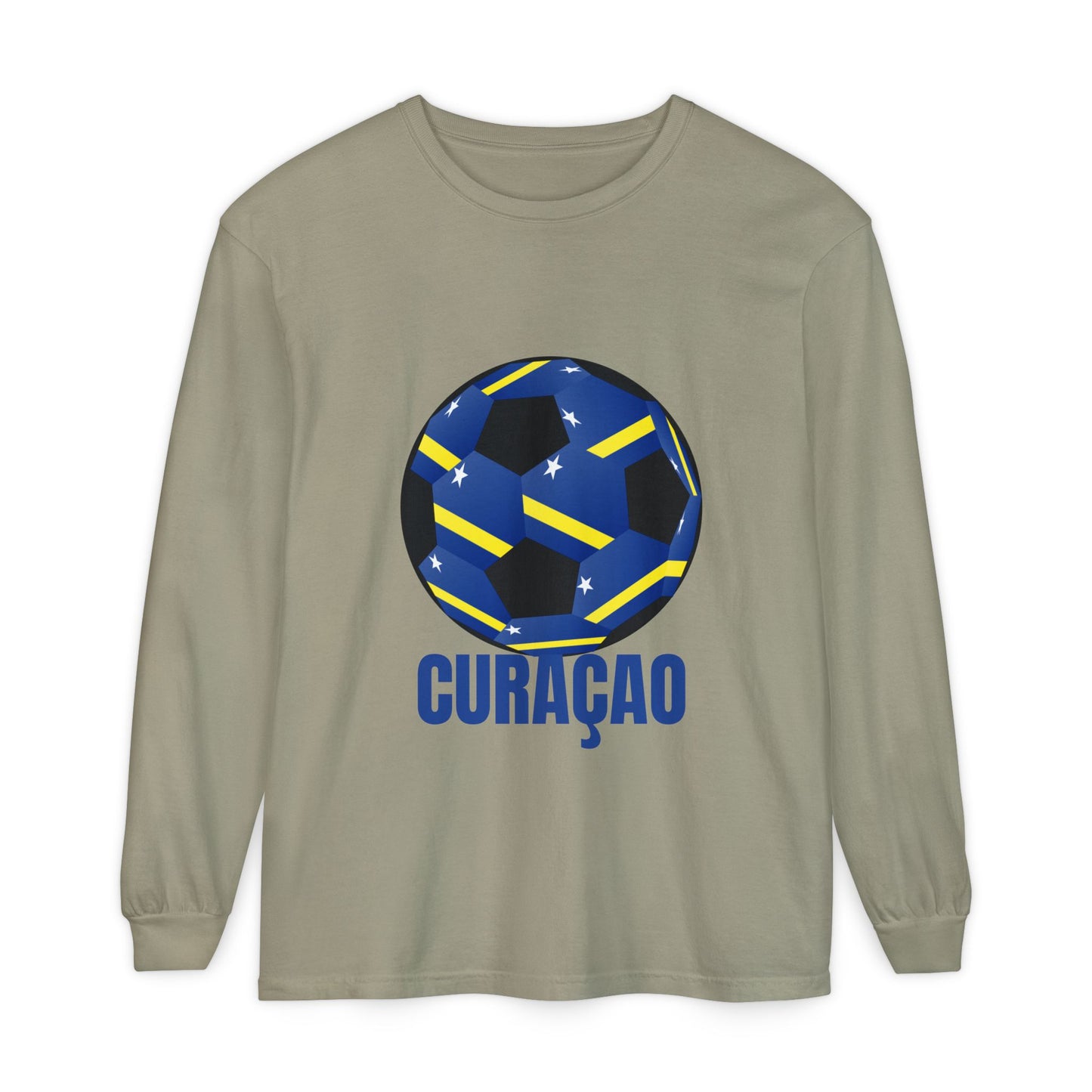 Curacao Fan Specialty Soccer Ball Design Long Sleeve Shirt