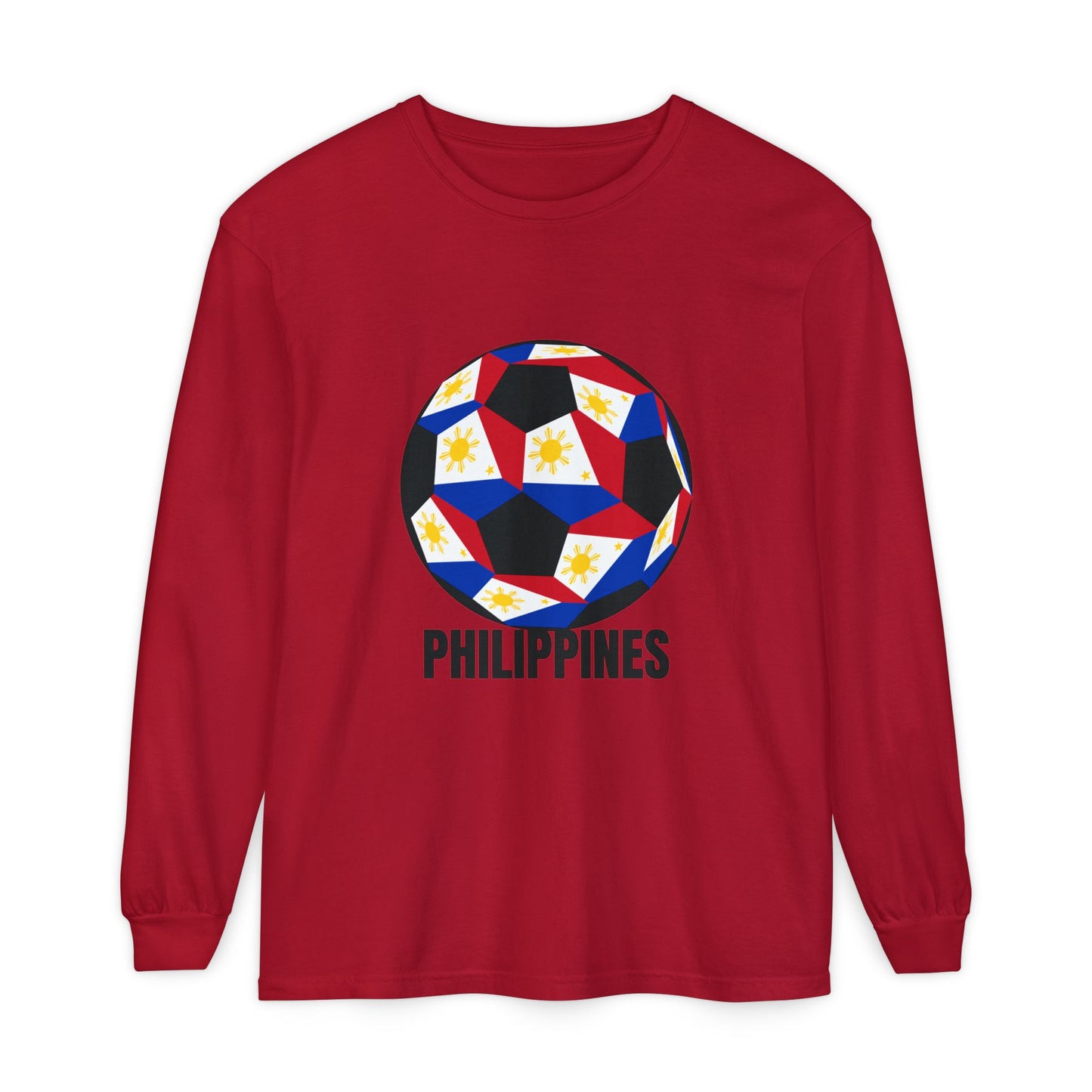 Philippines Fan Specialty Soccer Ball Design Long Sleeve Tee