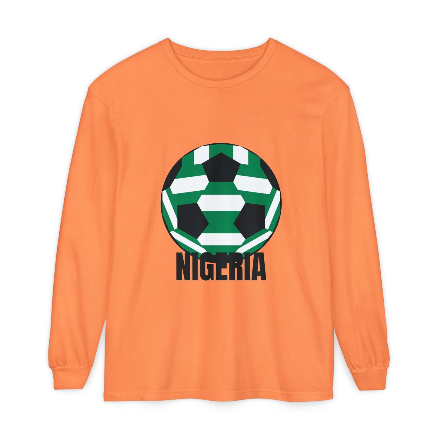 Nigeria Fan Specialty Soccer Ball Design Long Sleeve Shirt