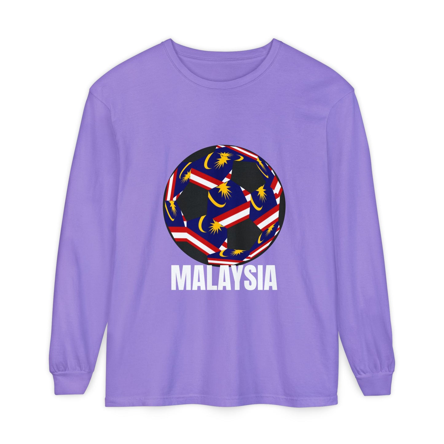 Malaysia Fan Specialty Soccer Ball Design Long Sleeve Tee