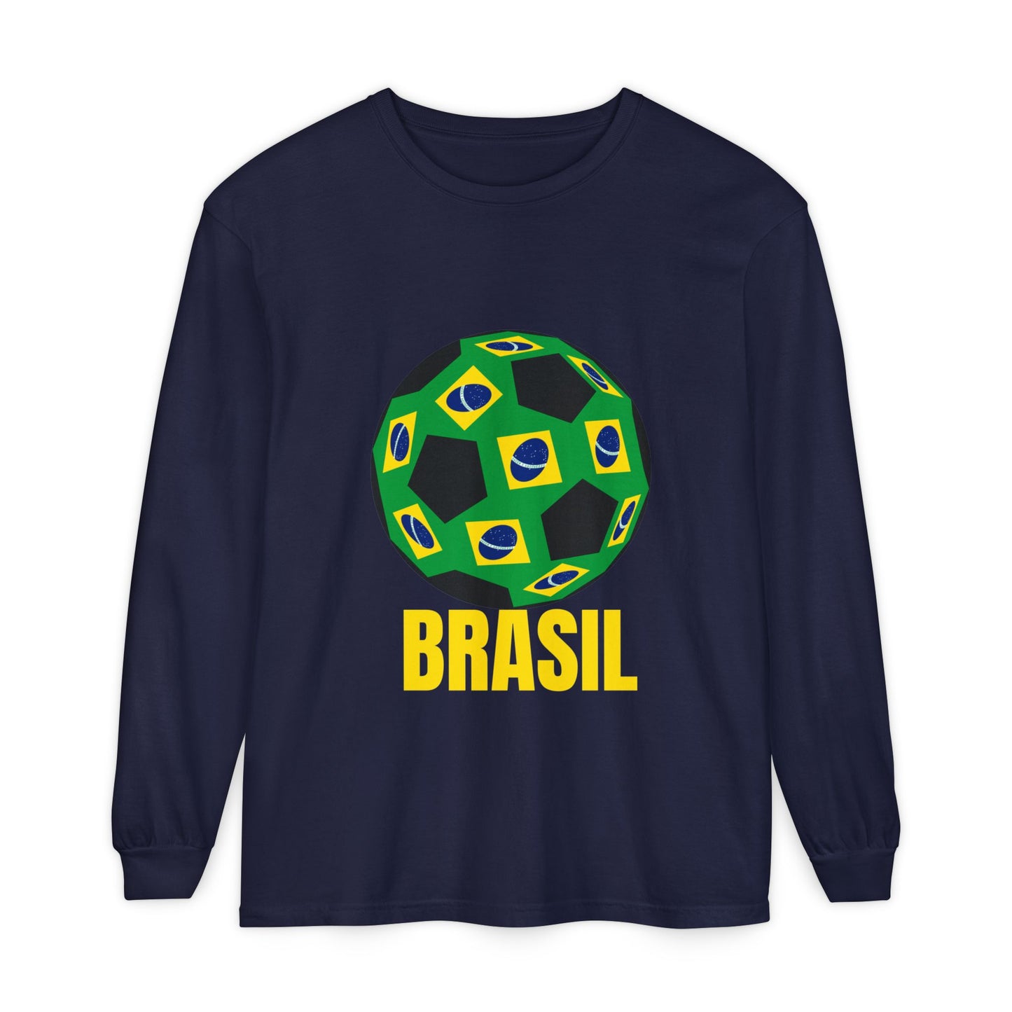 Brasil Fan Specialty Soccer Ball Design Long Sleeve T Shirt