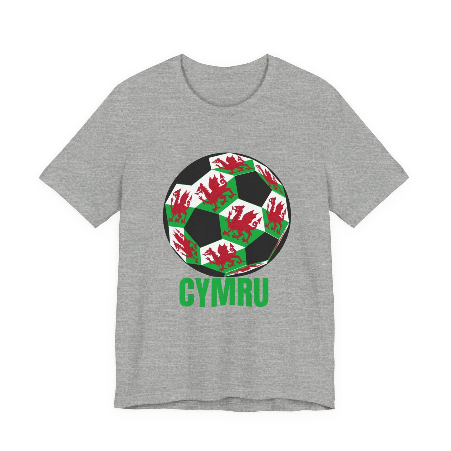 Cymru Fan Specialty Soccer Ball Design T Shirt Green Text