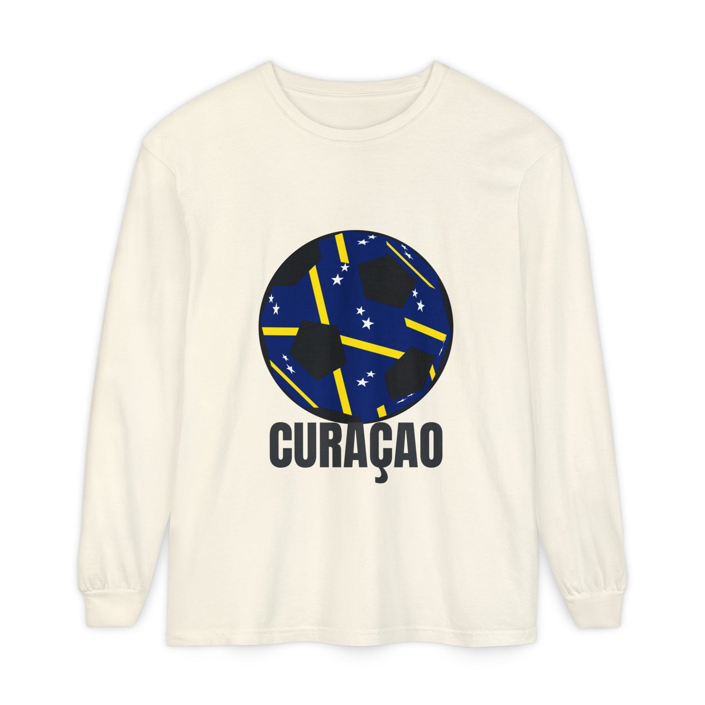 Curacao Fan Specialty Soccer Ball Design Long Sleeve Tee