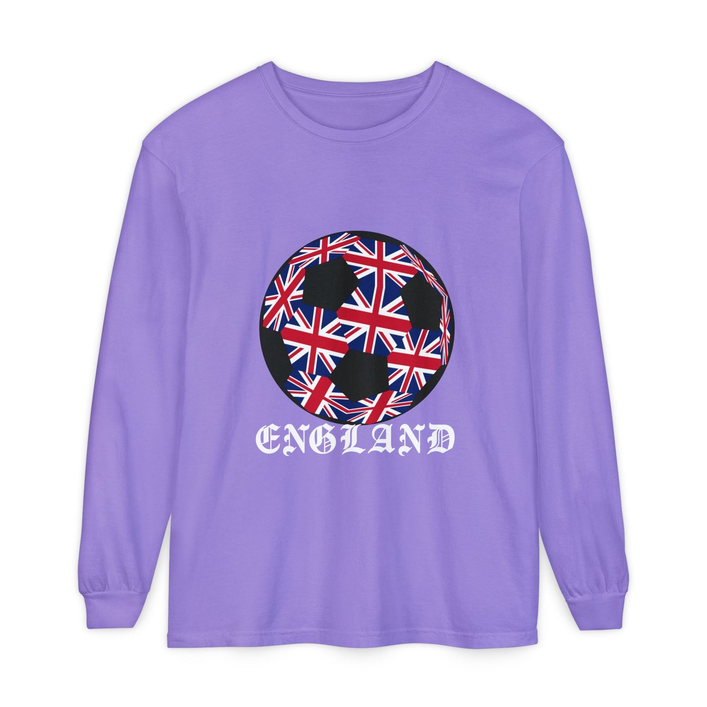Old English Style Specialty Soccer Ball Design  Long Sleeve Tee