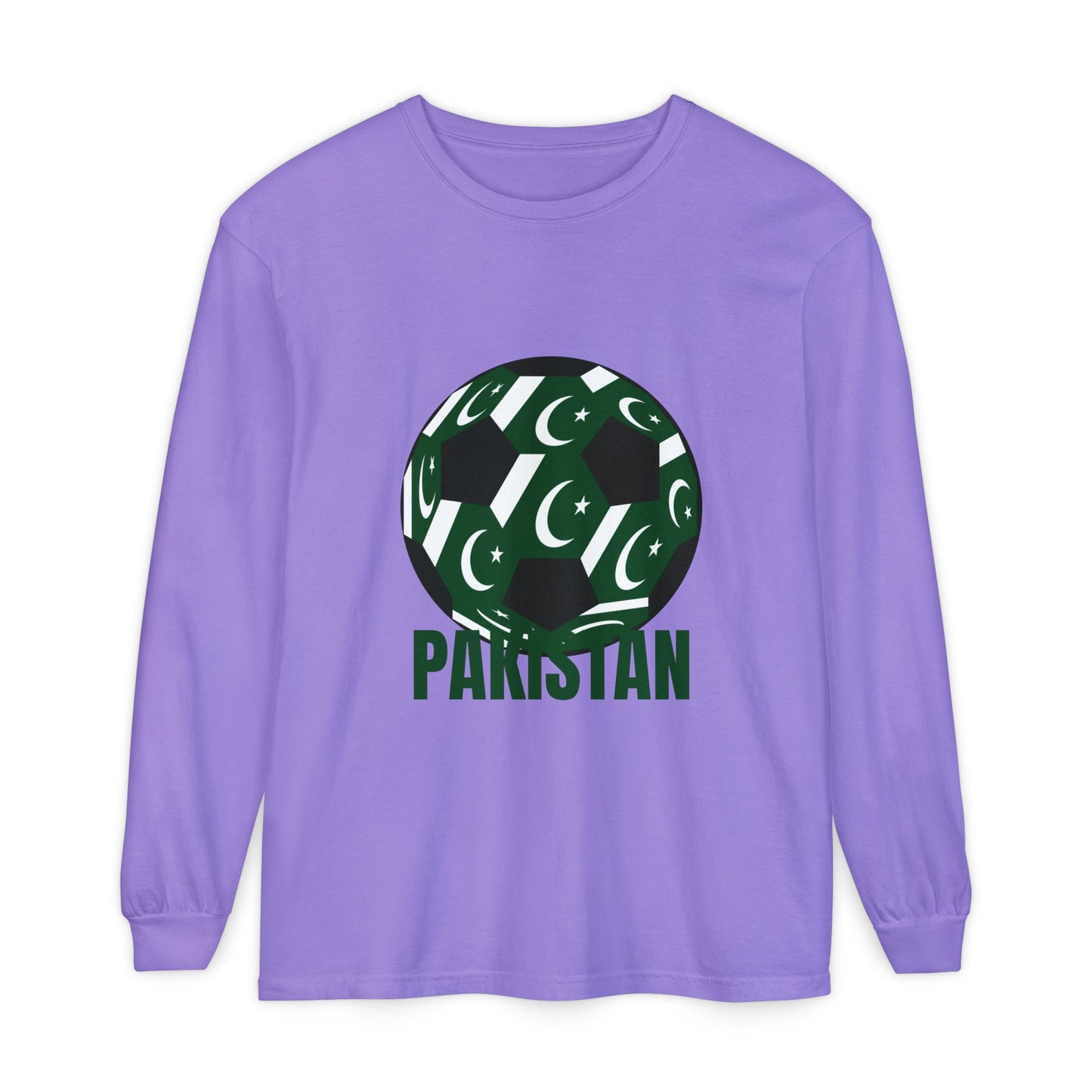 Pakistan Fan Specialty Soccer Ball Design T Shirt  Long Sleeve Tee