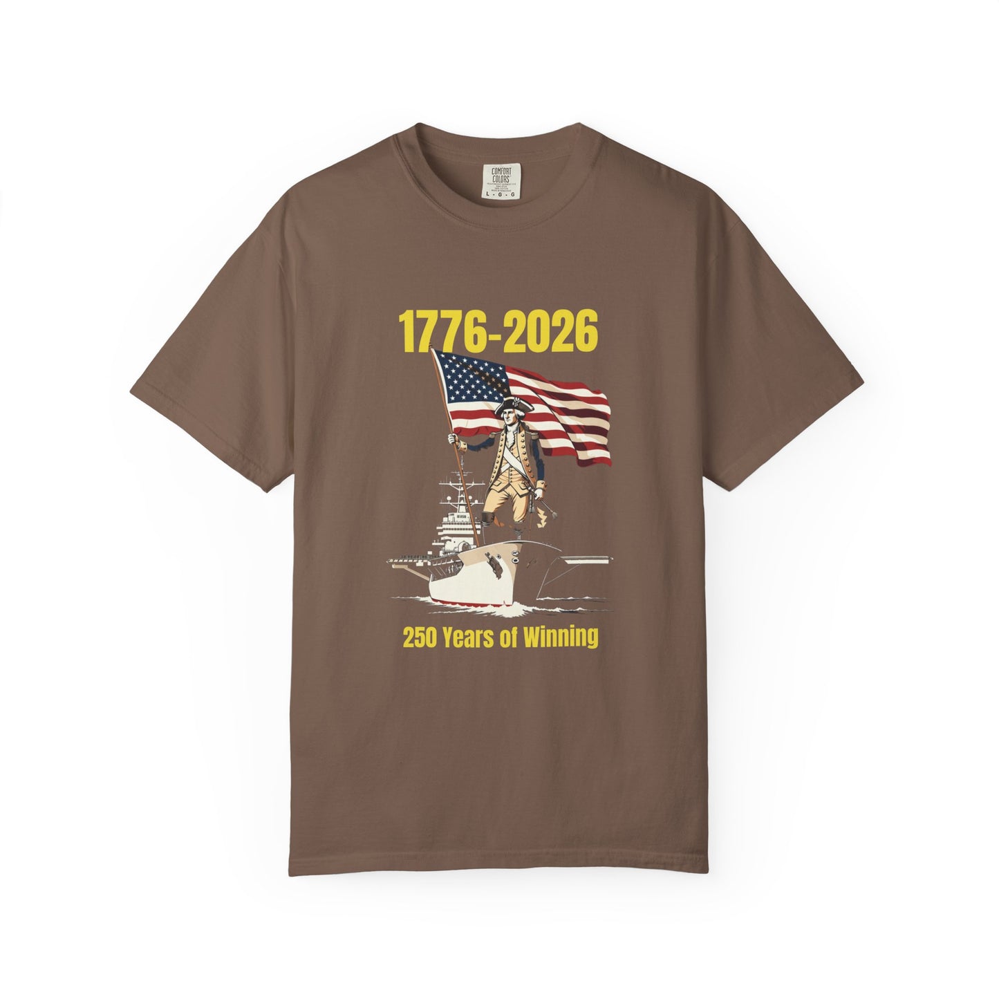 George Washington on an Aircraft Carrier with an American Flag T-shirt | 250 Years of Winning