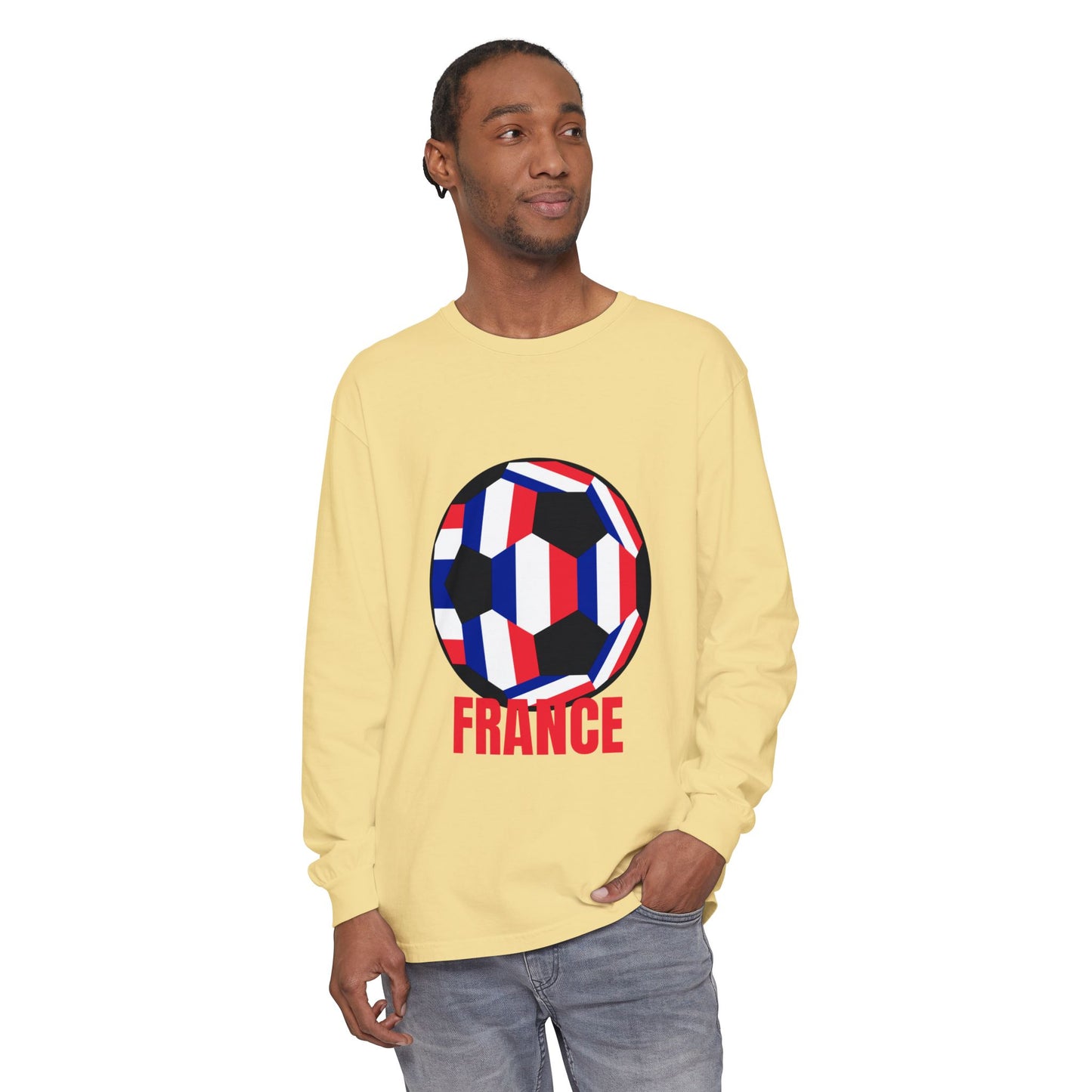 France Fan Specialty Soccer Ball Design Long Sleeve Tee