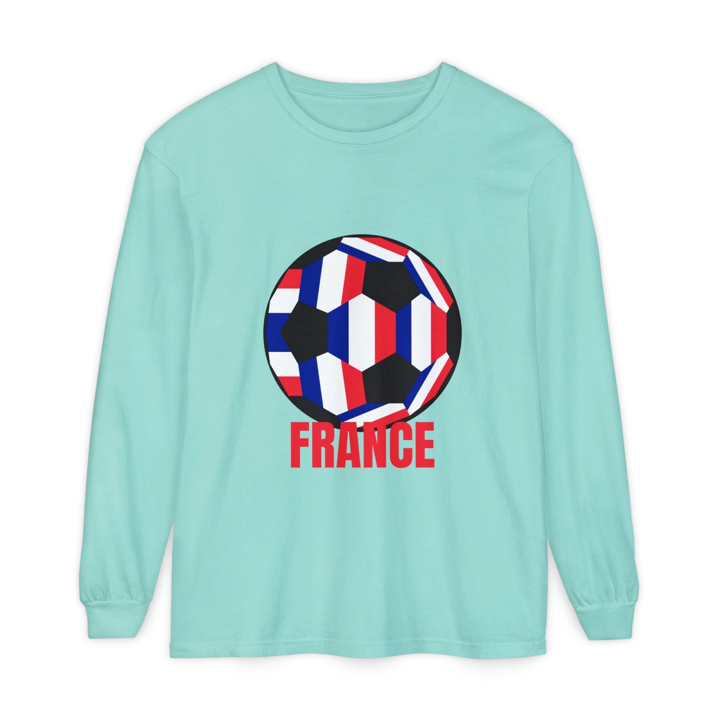 France Fan Specialty Soccer Ball Design Long Sleeve Tee