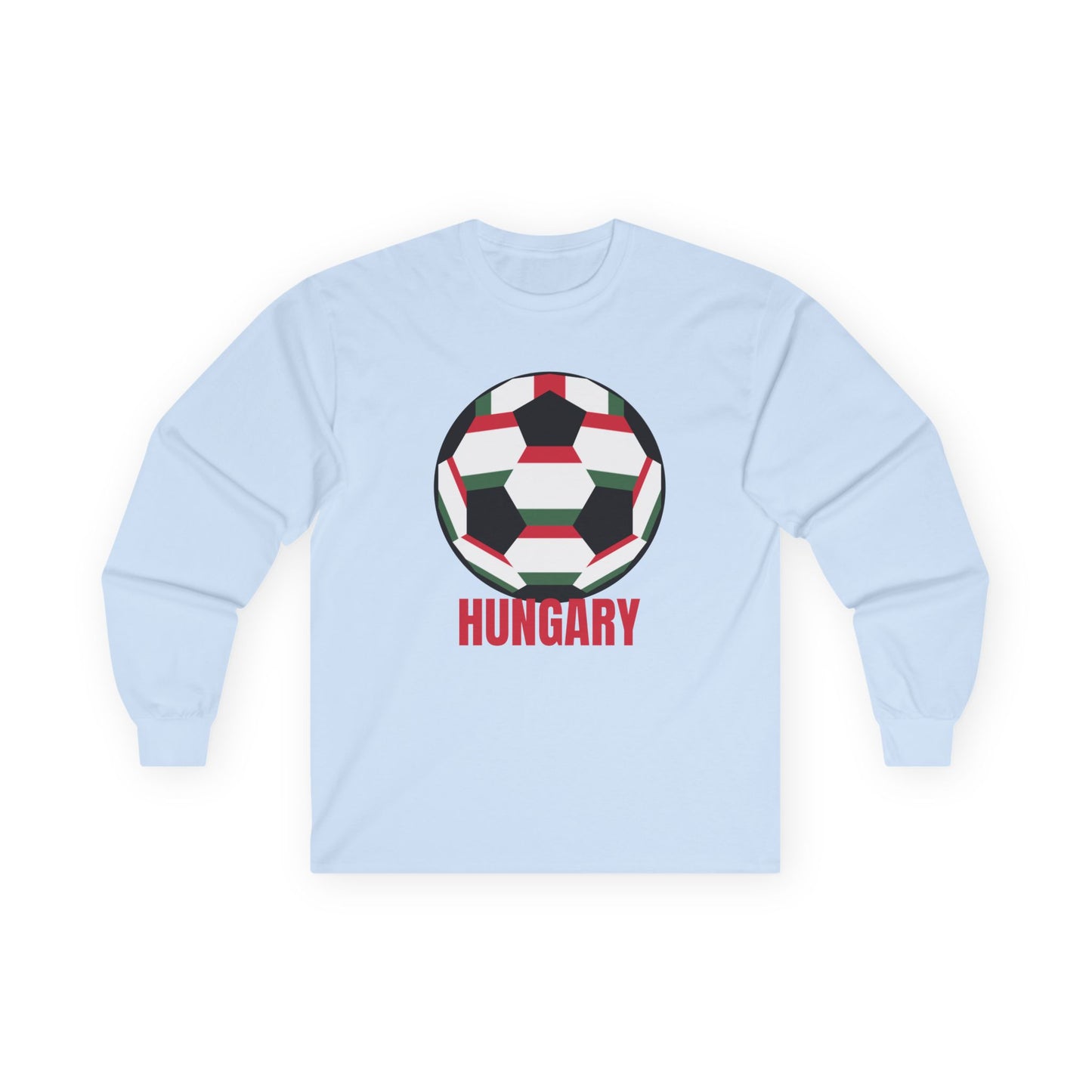 Fan Specialty Soccer Ball Design Long Sleeve T  Red Text