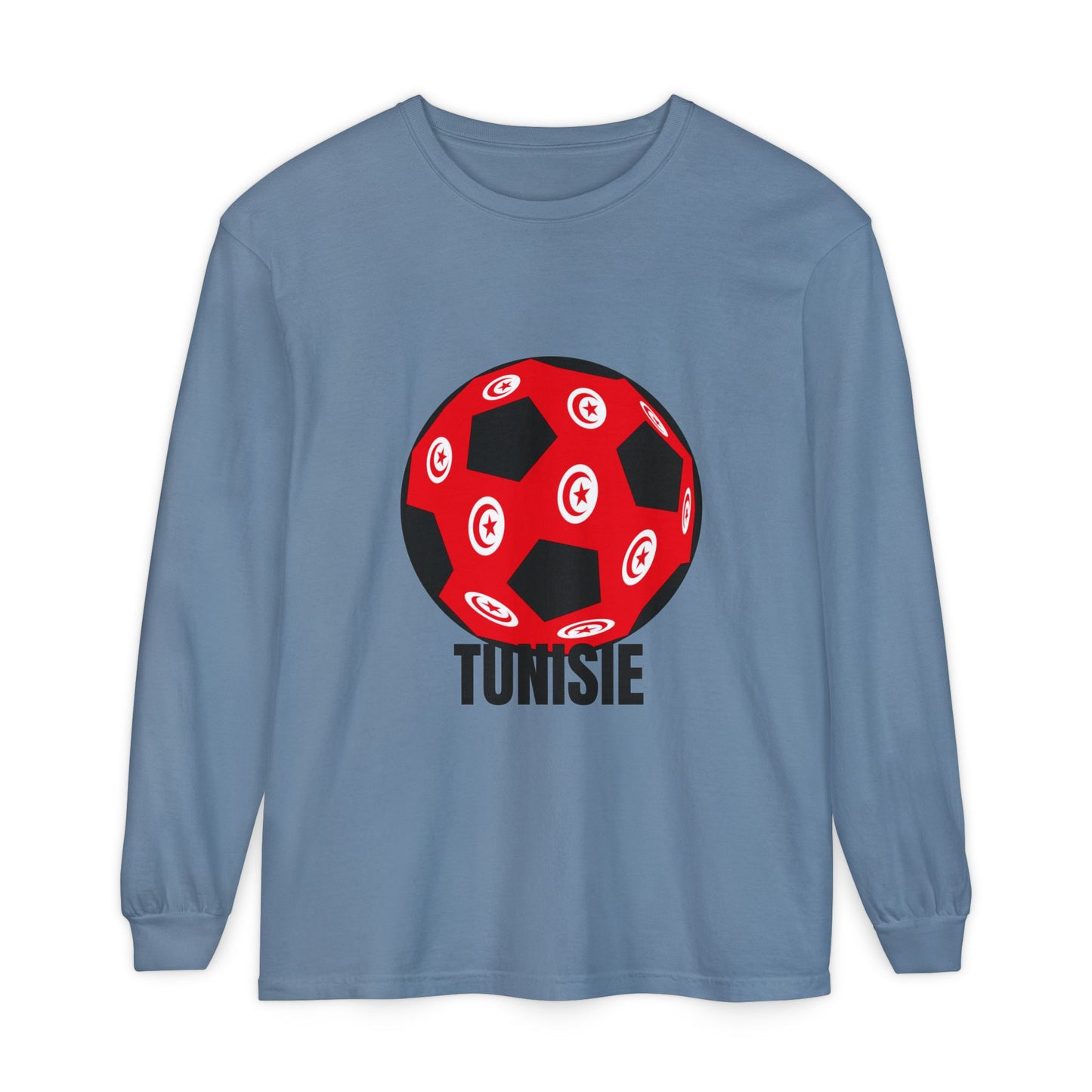 Tunisie Fan Specialty Soccer Ball Design Long Sleeve Tee Black Text