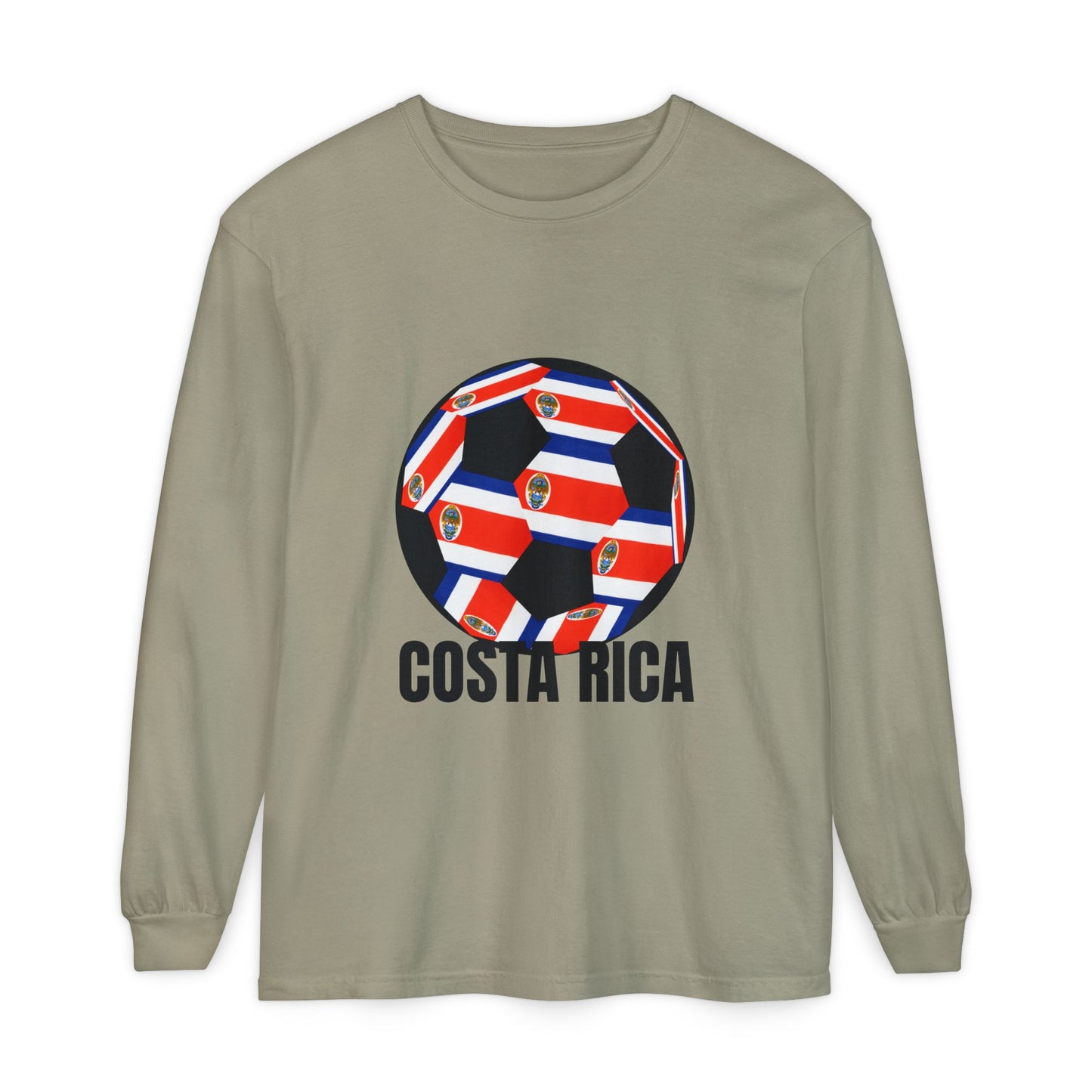 Costa Rica Fan Specialty Soccer Ball Long Sleeve Tee