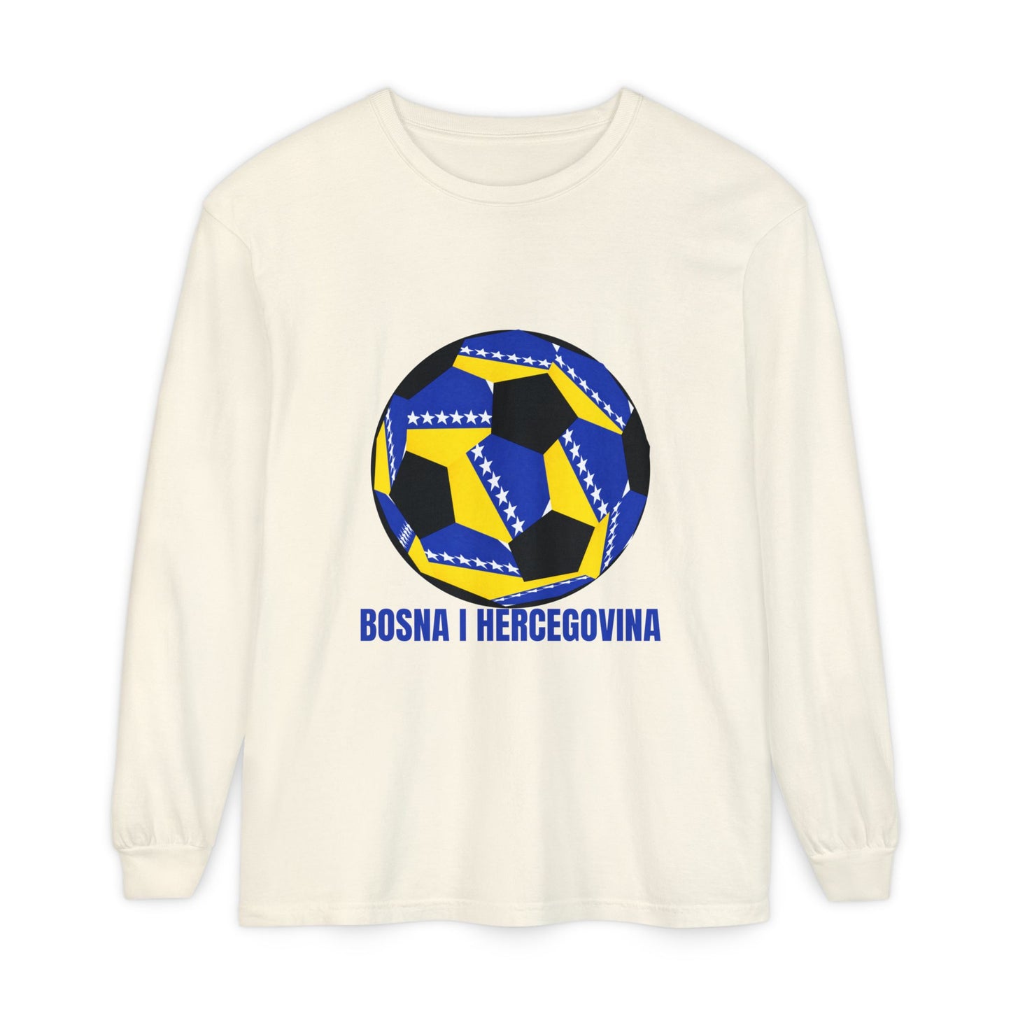 Bosnia Herzegovina Fan Specialty Soccer Ball Design Long Sleeve Tee