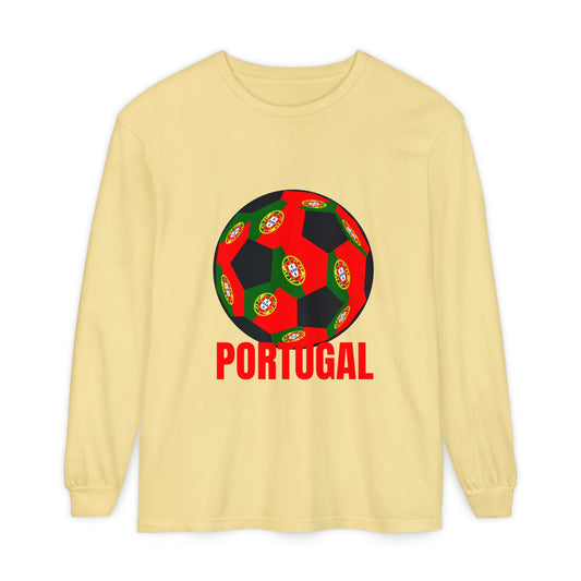 Portugal Fan Specialty Soccer Ball Design Long Sleeve Tee