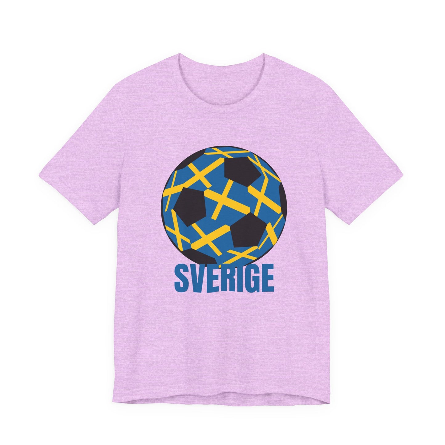 Sverige Fan Specialty Soccer Ball Design T Shirt Blue Text