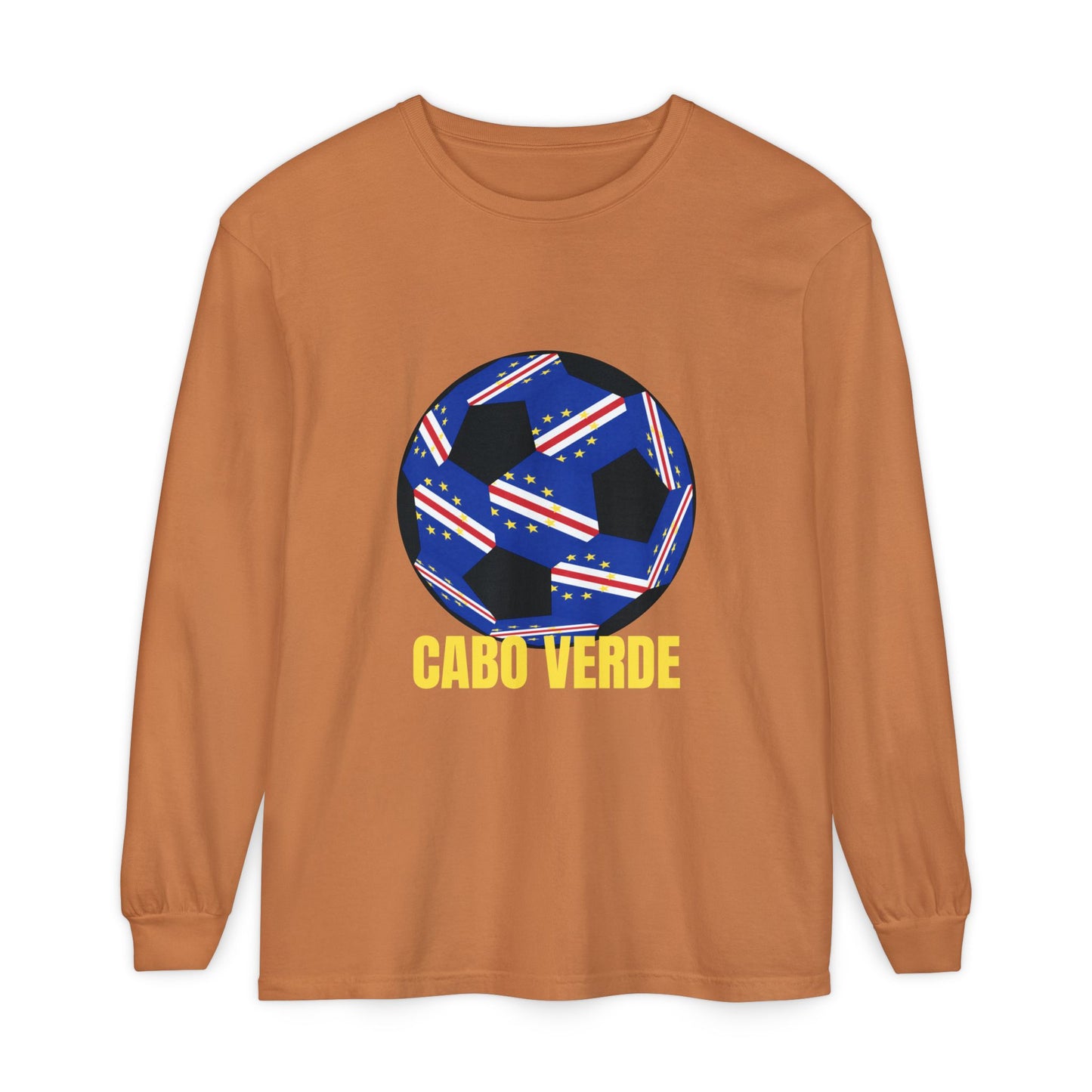 Cabo Verde Fan Specialty Soccer Ball Design T Shirt Long Sleeve Tee