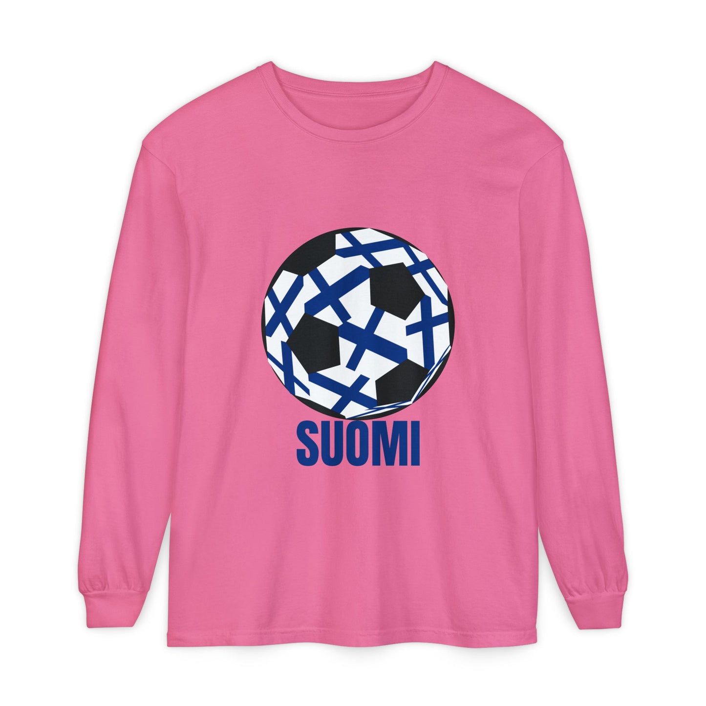 Suomi Fan Specialty Soccer Ball Design Long Sleeve Tee