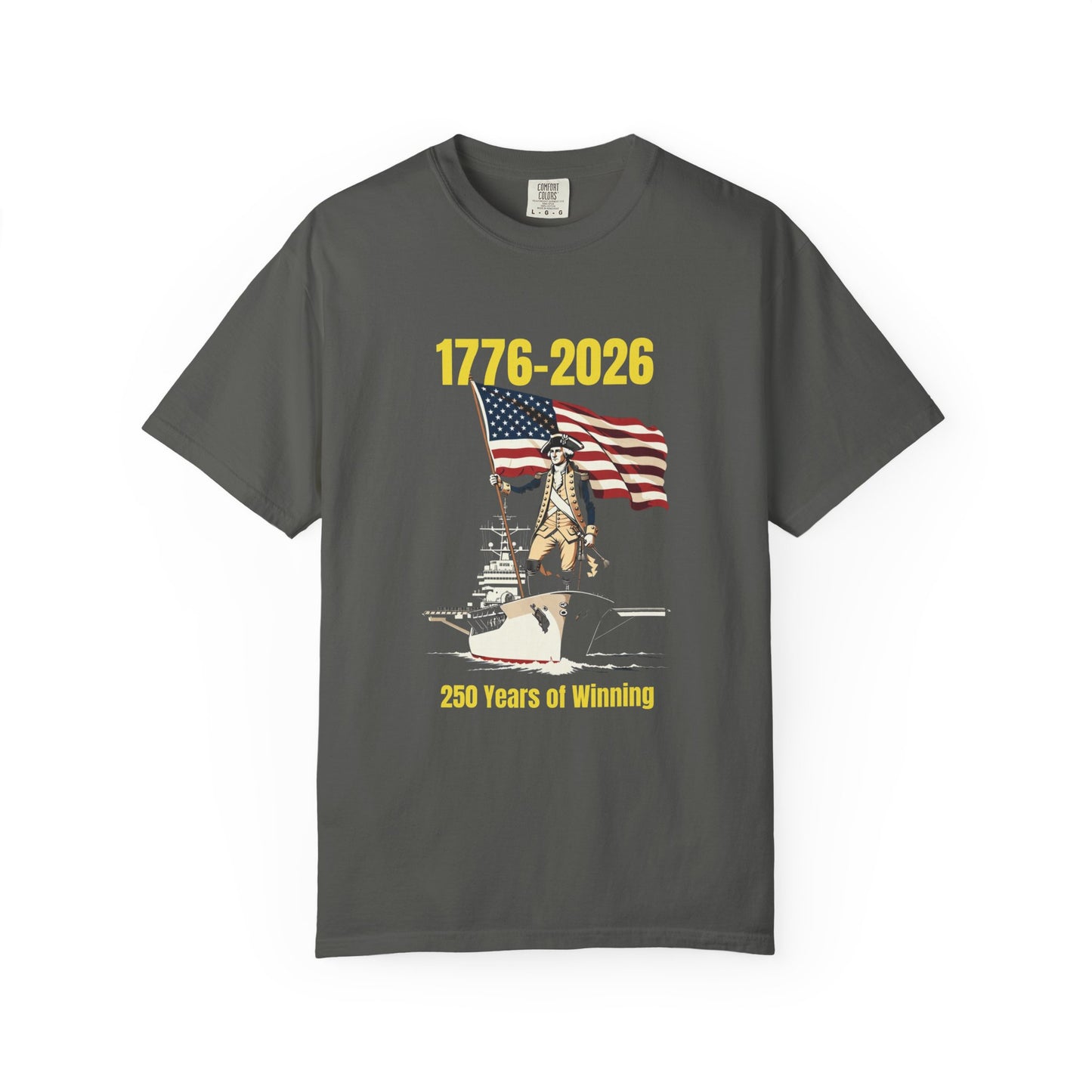 George Washington on an Aircraft Carrier with an American Flag T-shirt | 250 Years of Winning