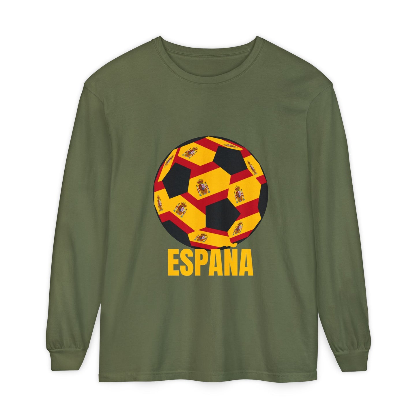 España Soccer Ball Long Sleeve Tee  Gold Text